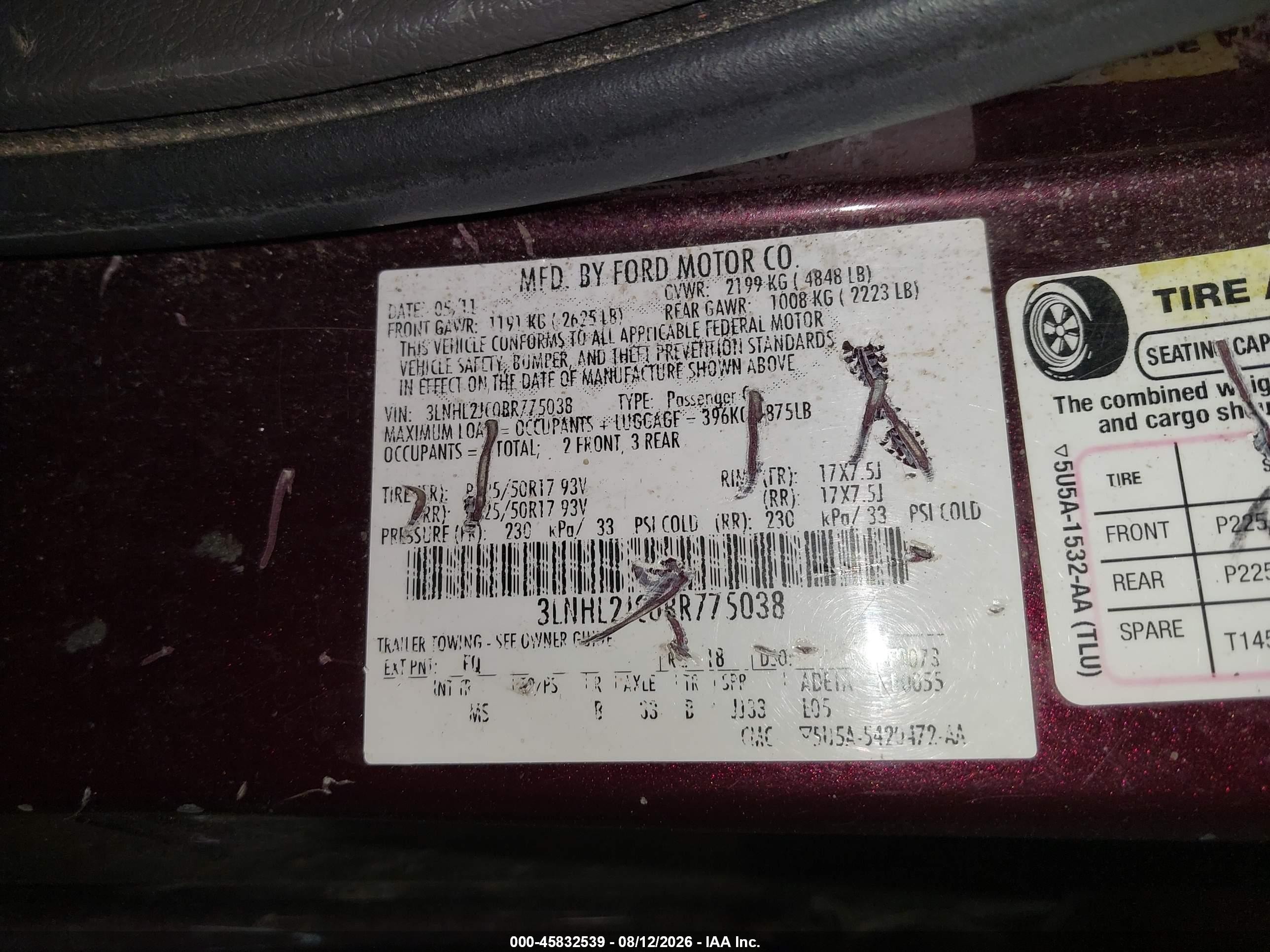 2011 Lincoln Mkz   Purple vin: 3LNHL2JC0BR775038
