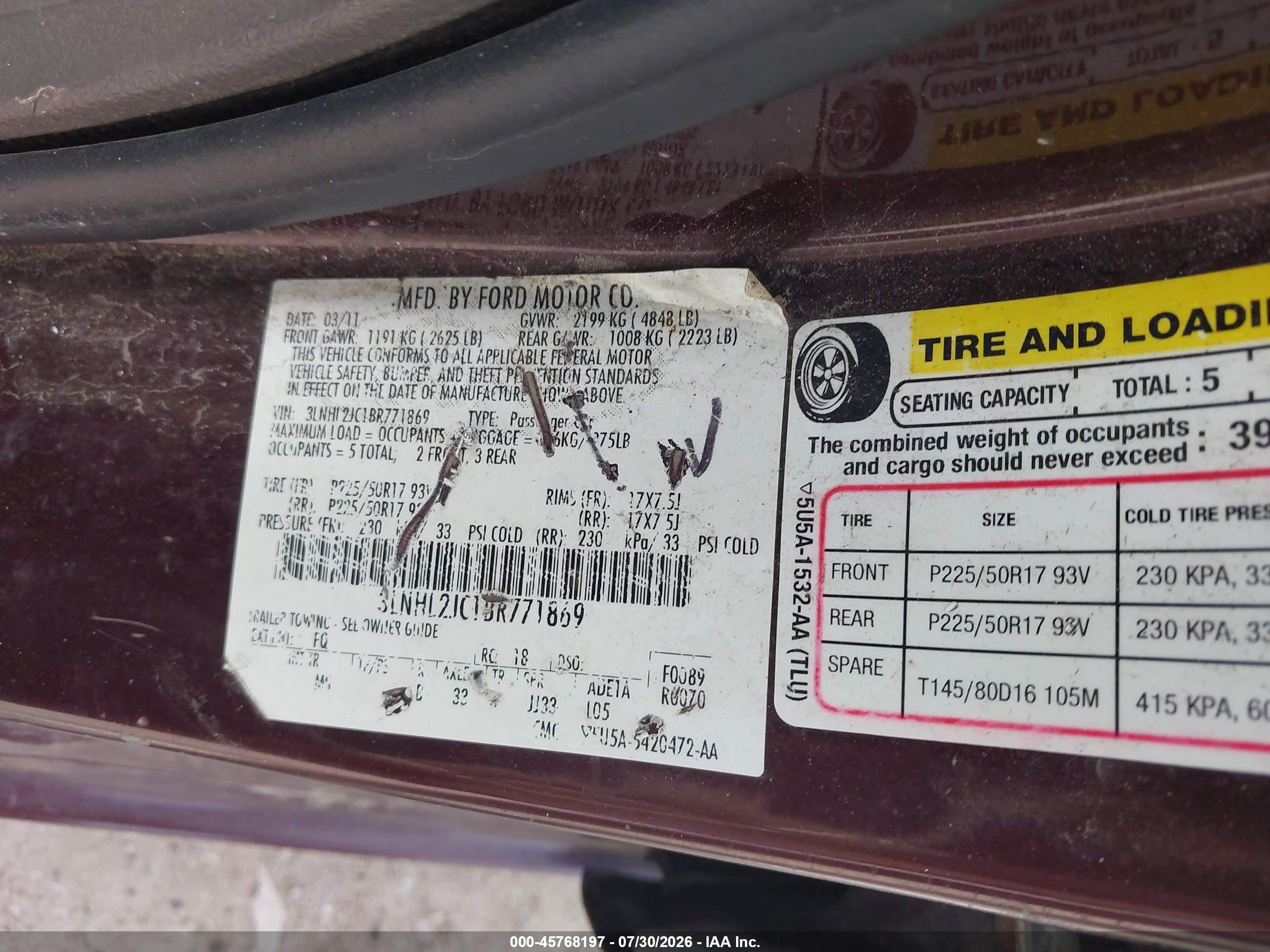 2011 Lincoln Mkz   Burgundy vin: 3LNHL2JC1BR771869