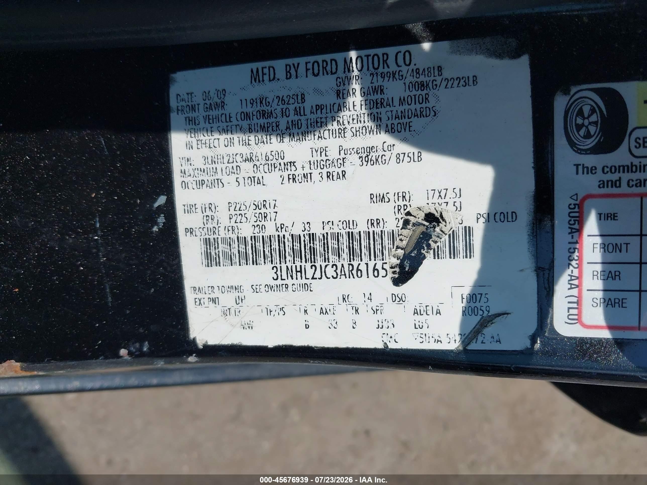 2010 Lincoln Mkz Black vin: 3LNHL2JC3AR616500