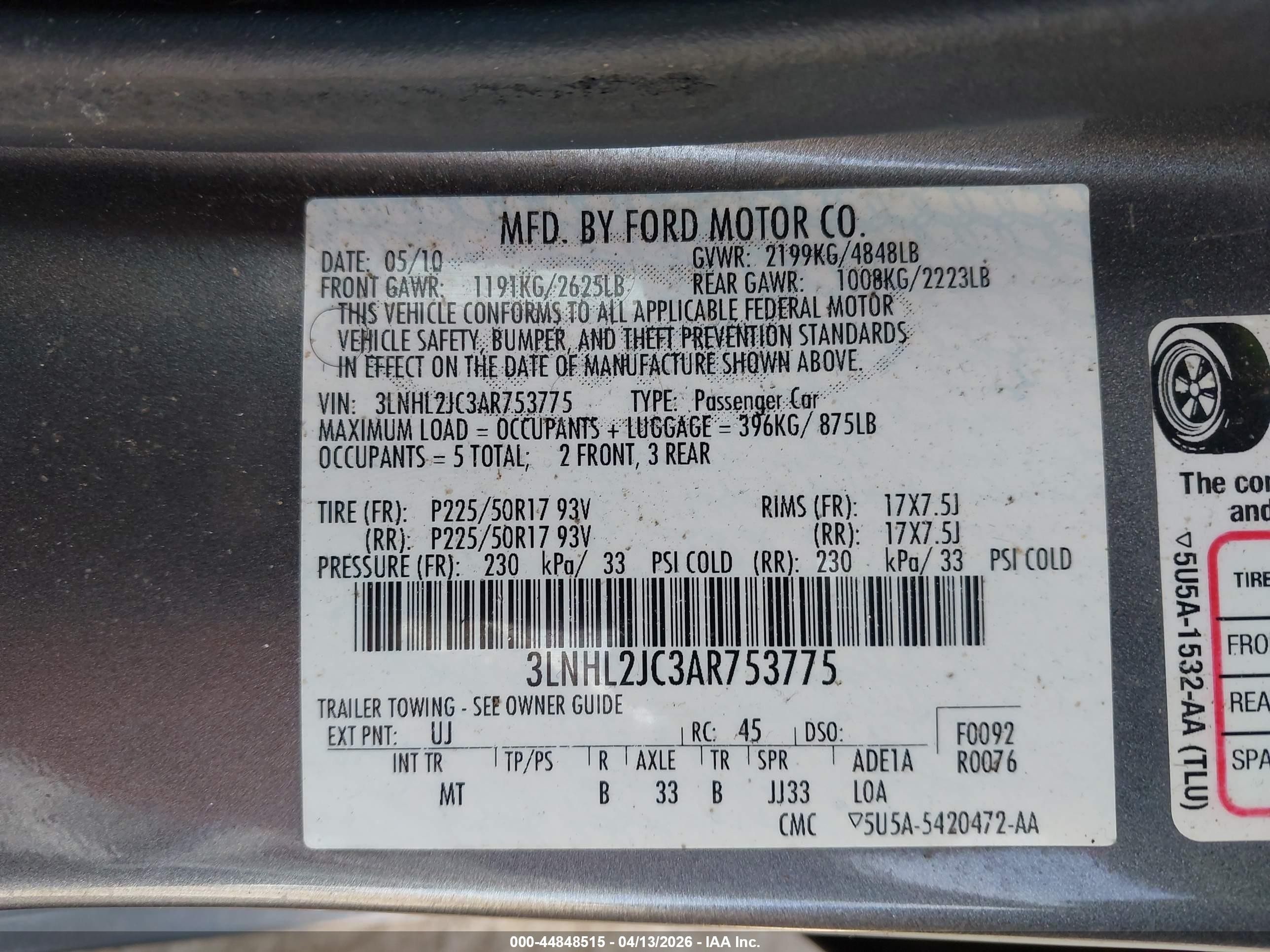 2010 Lincoln Mkz   Gray vin: 3LNHL2JC3AR753775