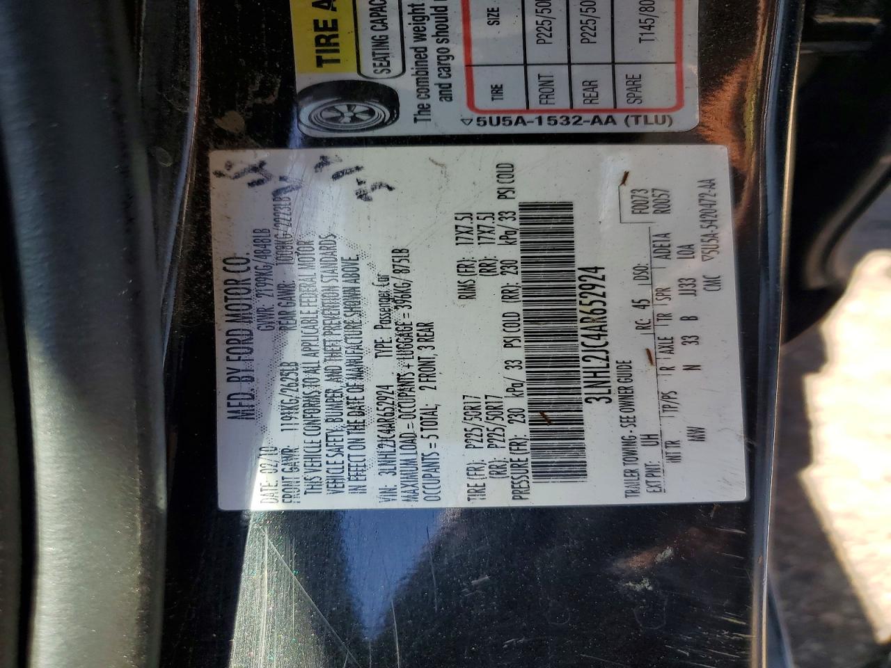 2010 Lincoln Mkz Black vin: 3LNHL2JC4AR652924