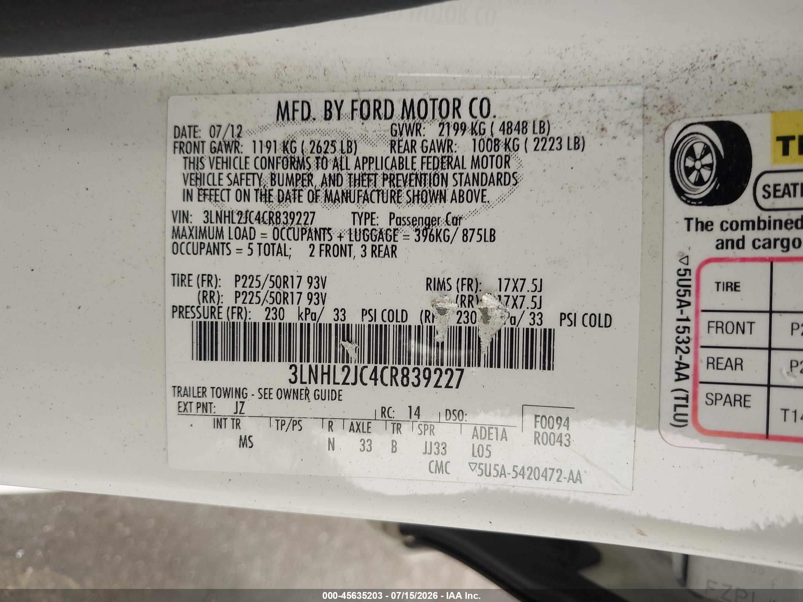2012 Lincoln Mkz Белый vin: 3LNHL2JC4CR839227