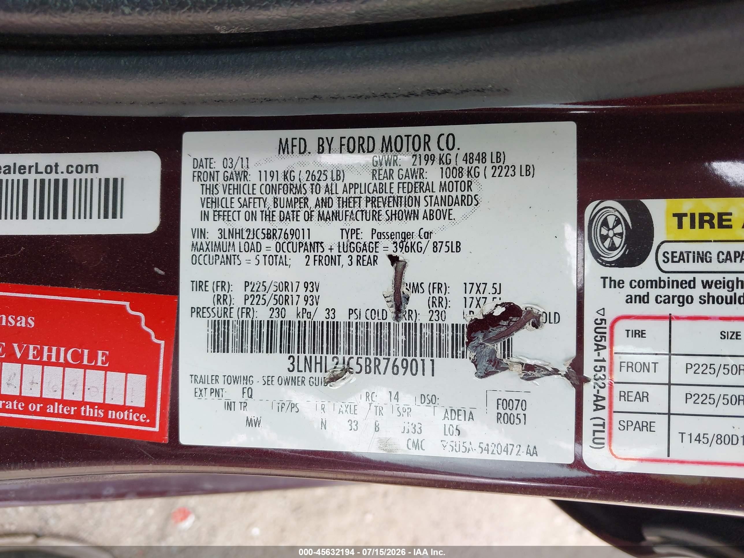 2011 Lincoln Mkz   Maroon vin: 3LNHL2JC5BR769011