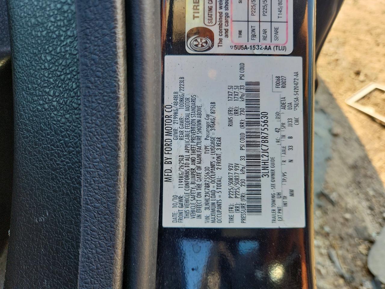 2011 Lincoln Mkz Black vin: 3LNHL2JC7BR755630