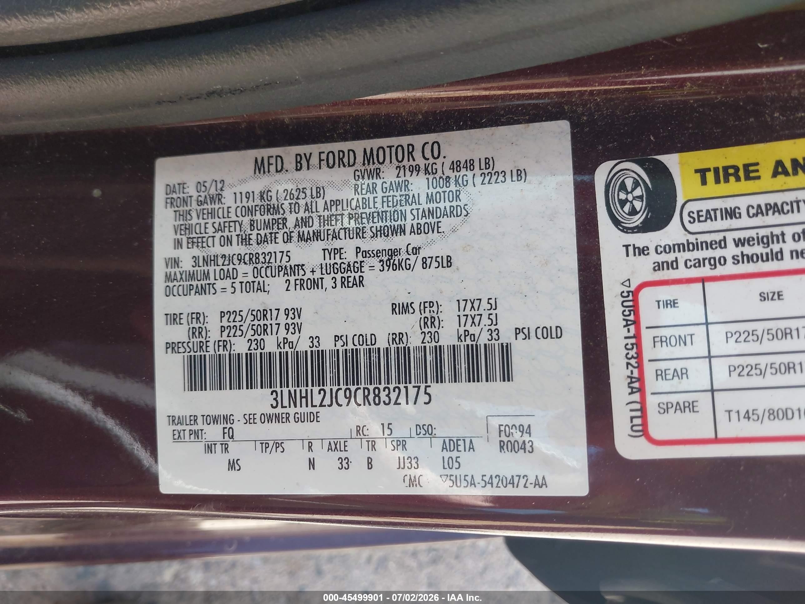 2012 Lincoln Mkz   Темно-бордовый vin: 3LNHL2JC9CR832175