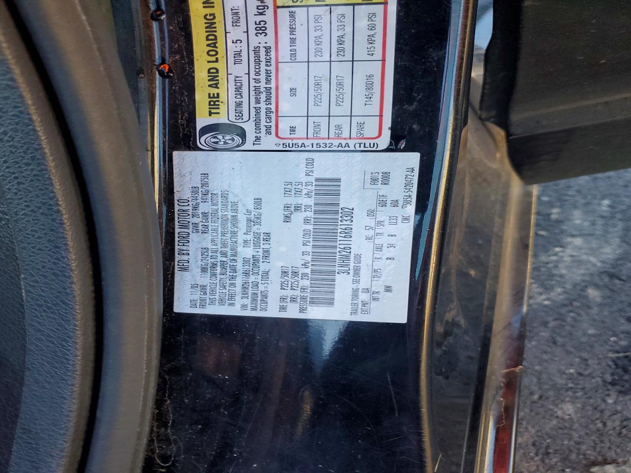 2006 Lincoln Zephyr Black vin: 3LNHM26116R613302