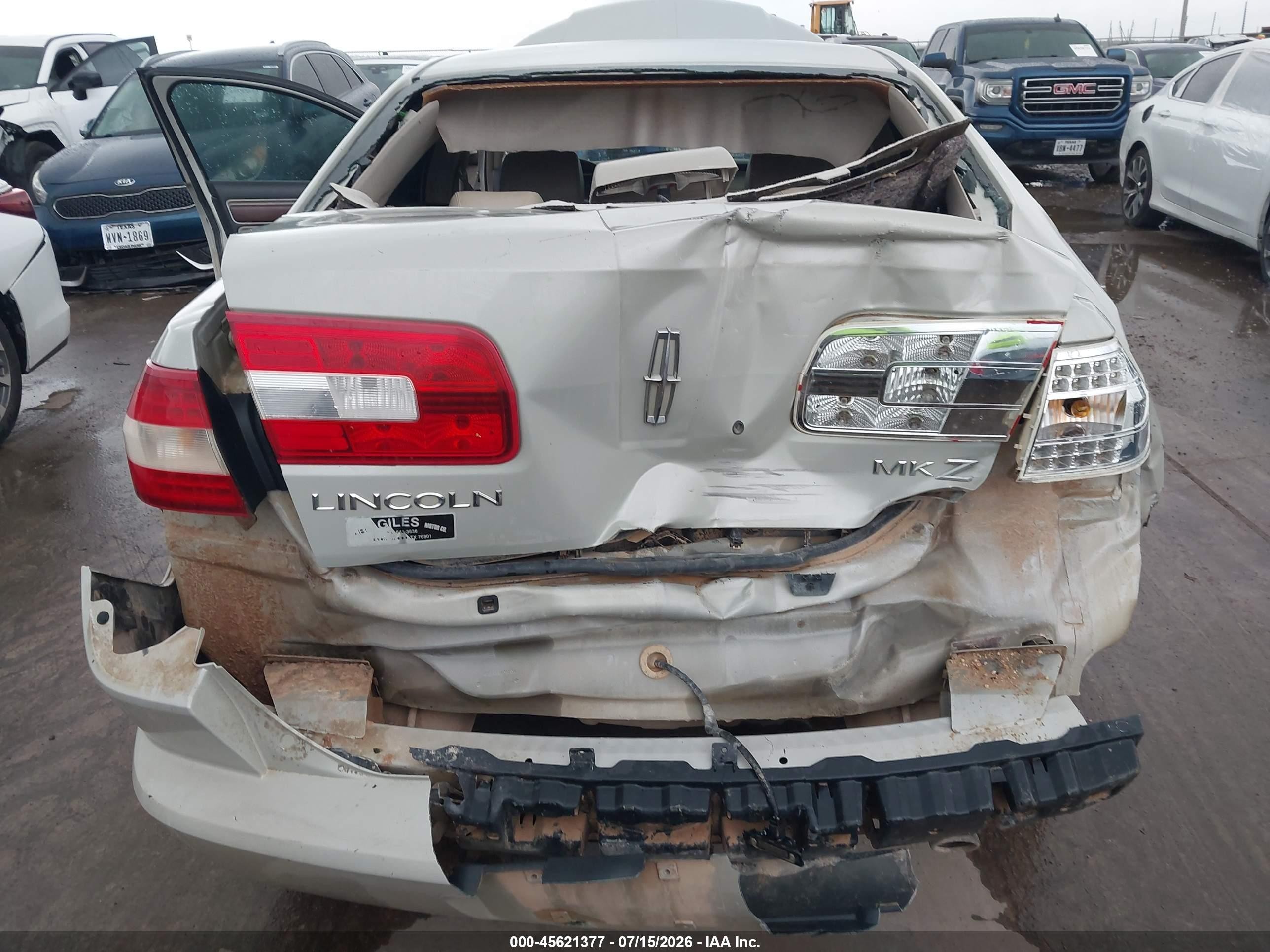 2007 Lincoln Mkz   Cream vin: 3LNHM26T27R620486