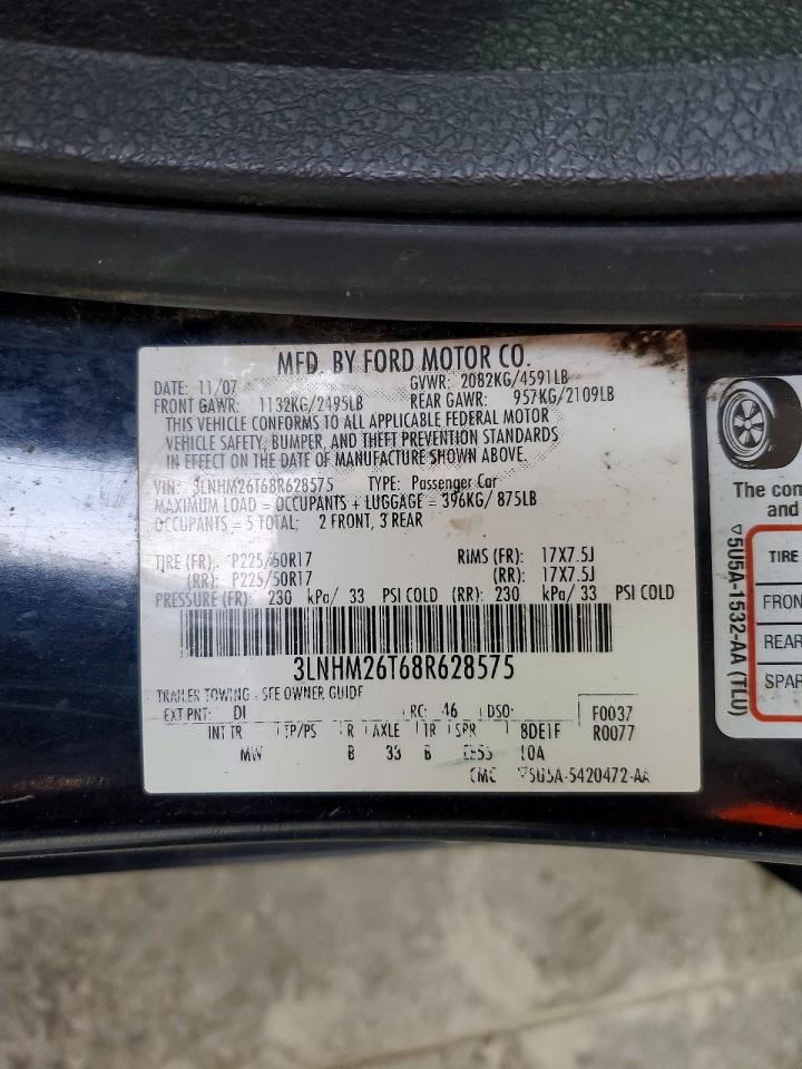 2008 Lincoln Mkz Blue vin: 3LNHM26T68R628575