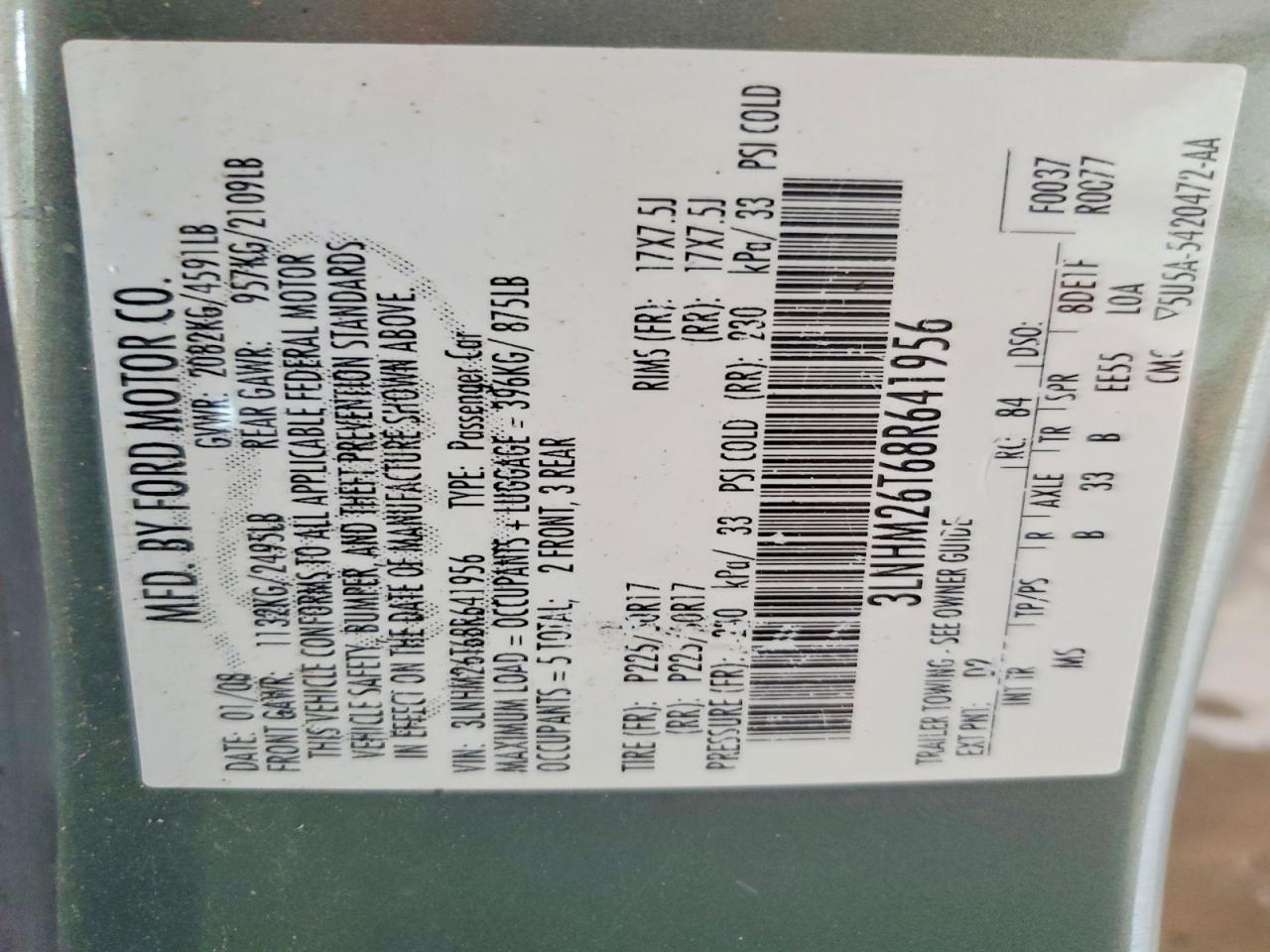 2008 Lincoln Mkz Silver vin: 3LNHM26T68R641956