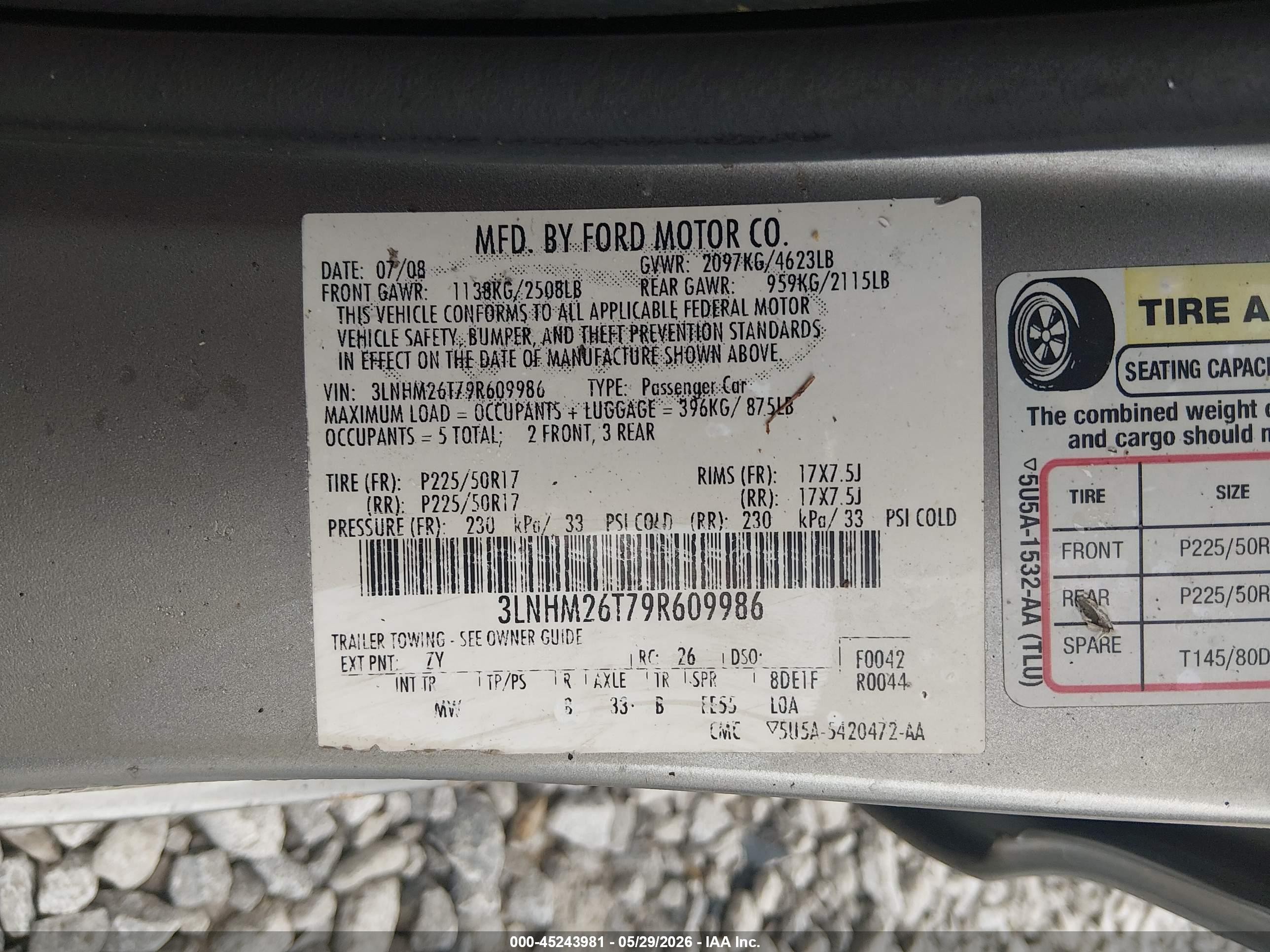 2009 Lincoln Mkz   Silver vin: 3LNHM26T79R609986