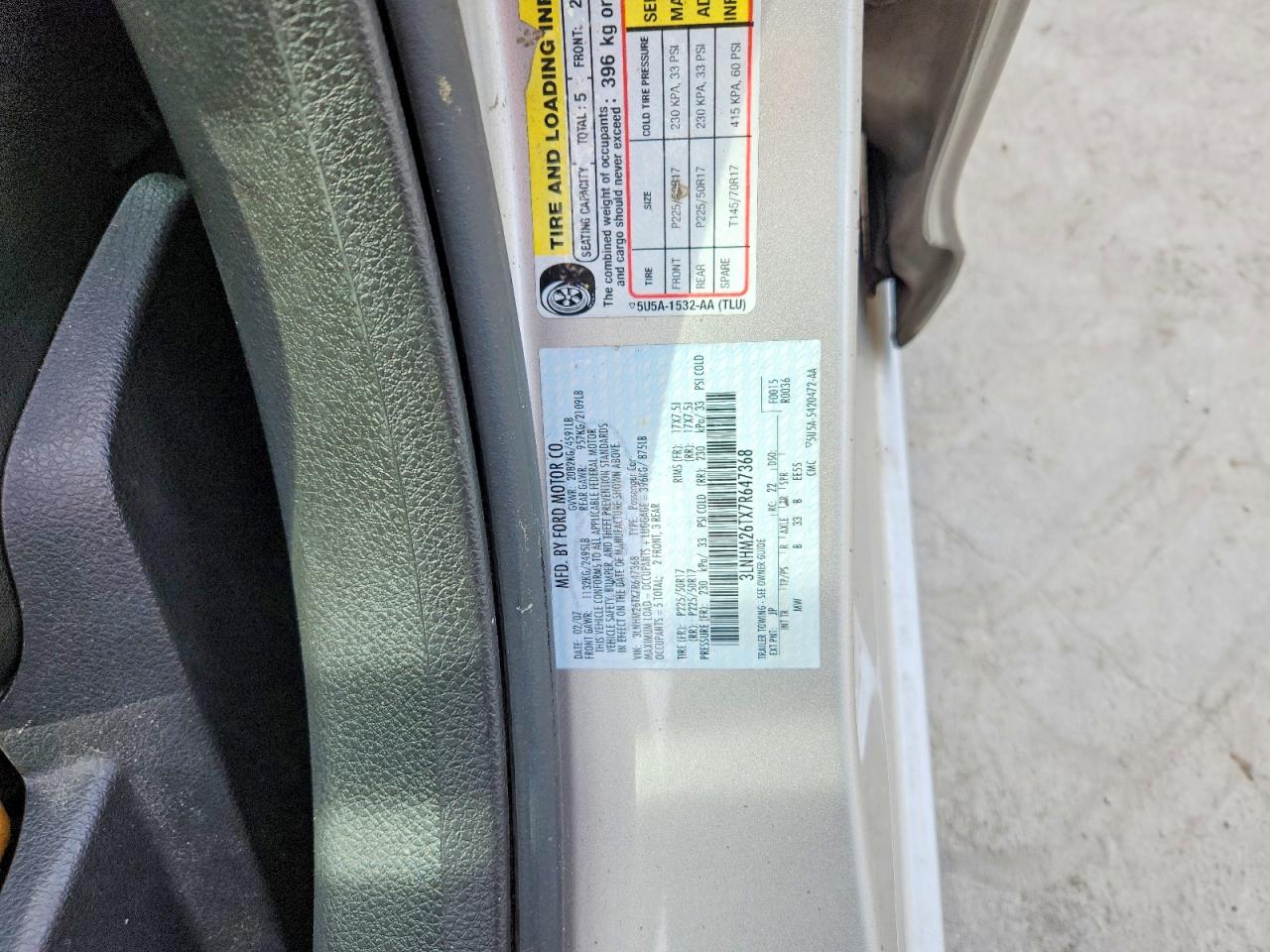 2007 Lincoln Mkz Silver vin: 3LNHM26TX7R647368