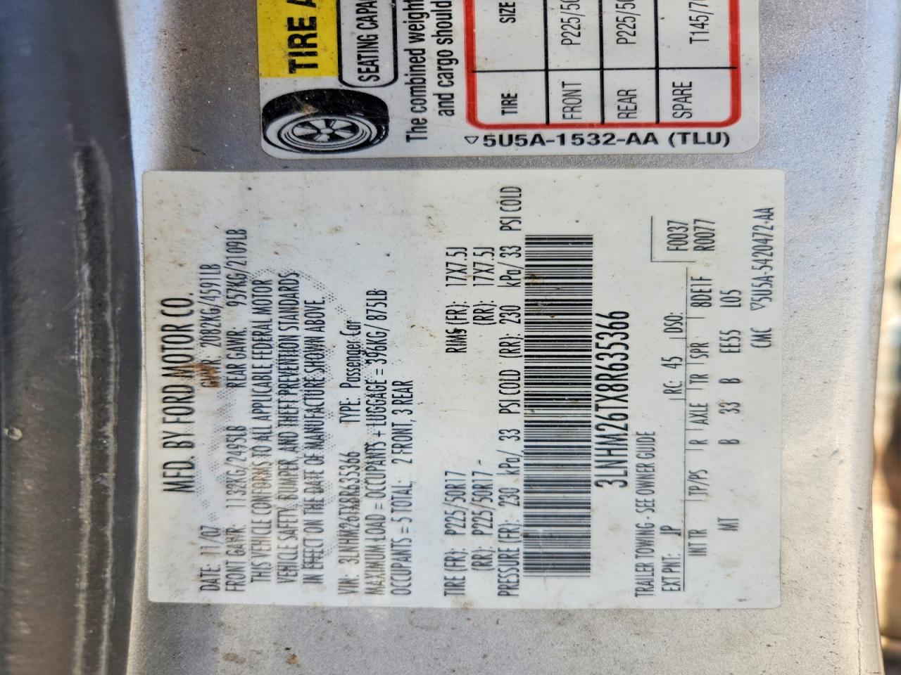 2008 Lincoln Mkz Silver vin: 3LNHM26TX8R635366
