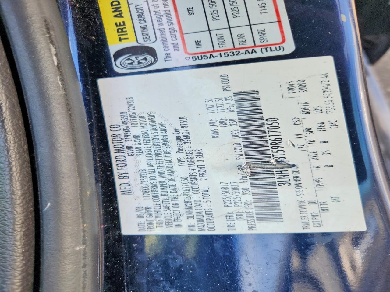 2009 Lincoln Mkz Blue vin: 3LNHM28T59R617050
