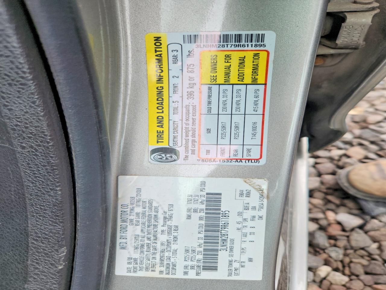 2009 Lincoln Mkz Tan vin: 3LNHM28T79R611895