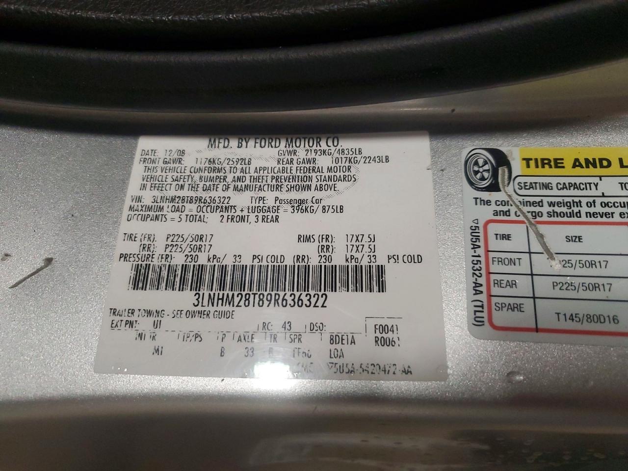 2009 Lincoln Mkz Silver vin: 3LNHM28T89R636322