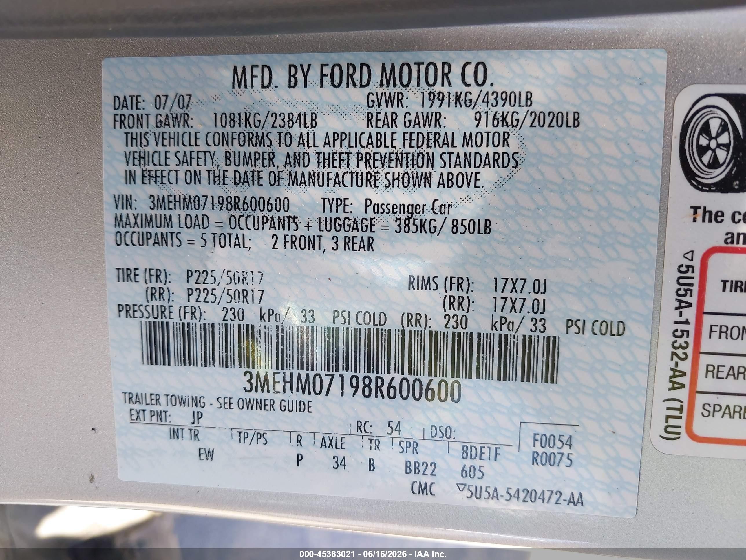 2008 Mercury Milan V6 Silver vin: 3MEHM07198R600600