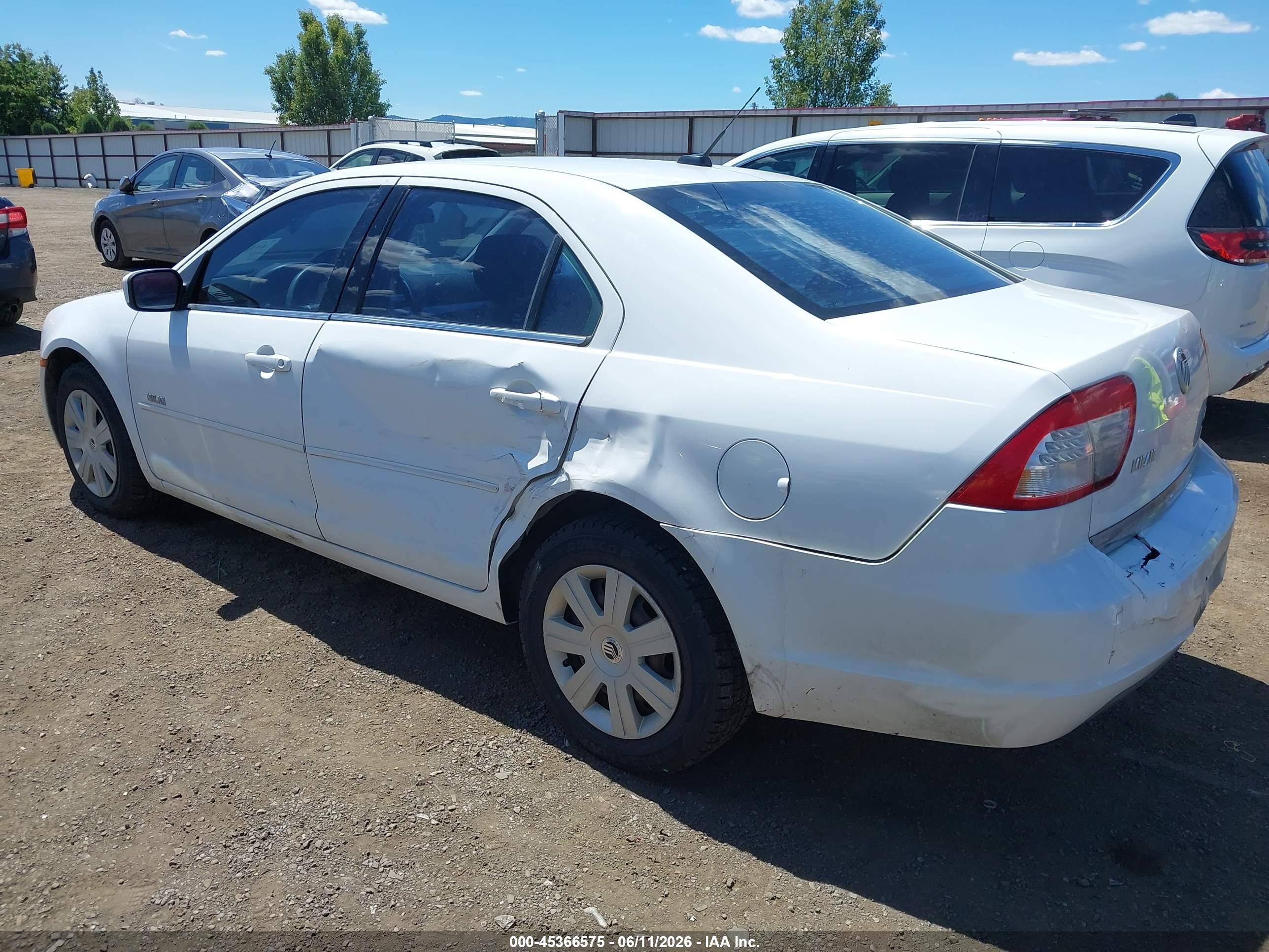 2007 Mercury Milan I4 (100a) White vin: 3MEHM07Z27R628579