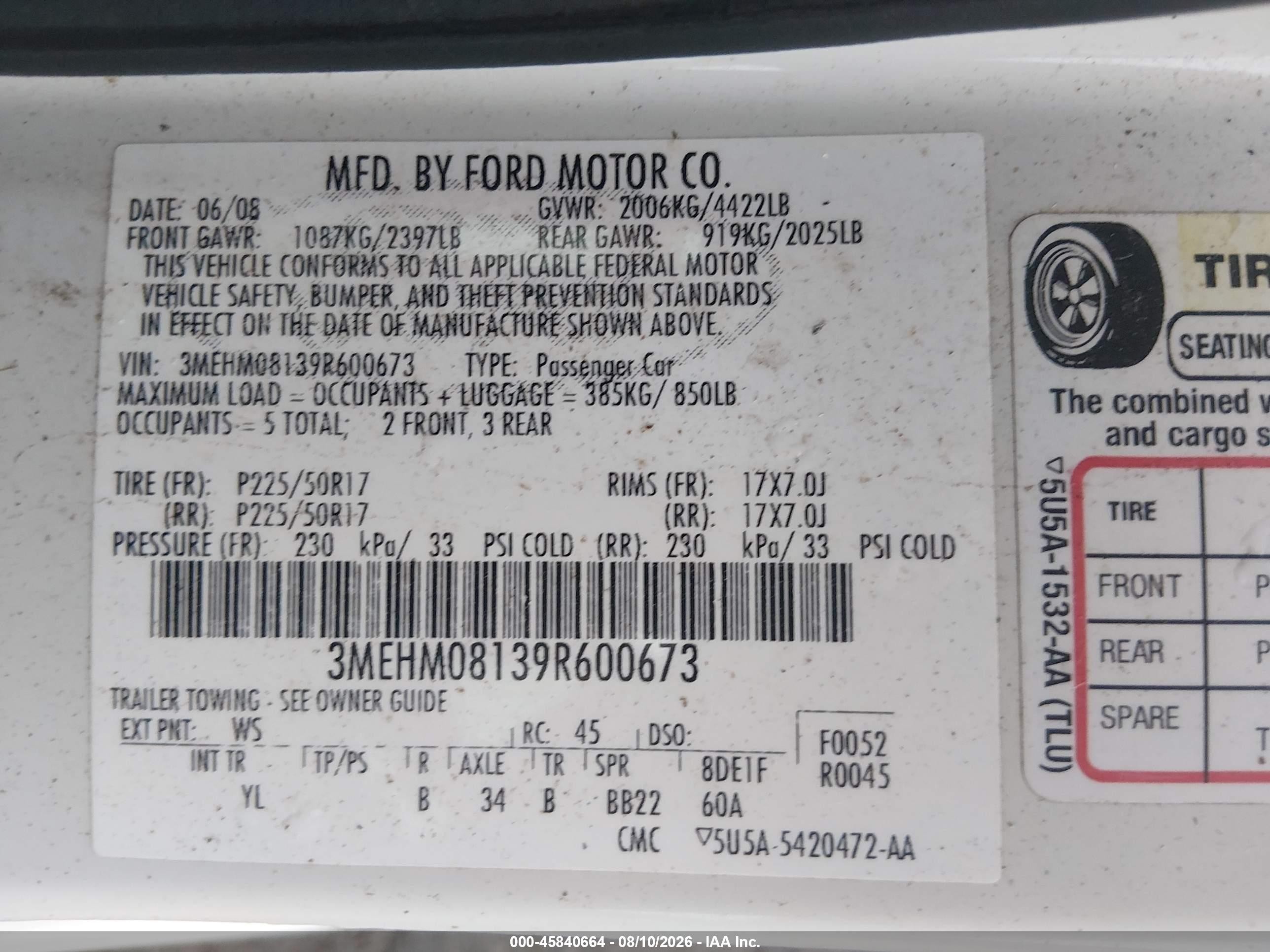 2009 Mercury Milan V6 Premier White vin: 3MEHM08139R600673