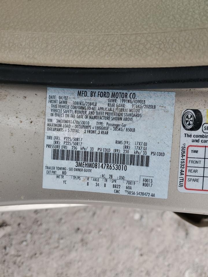 2007 Mercury Milan Premier Tan vin: 3MEHM08147R653010