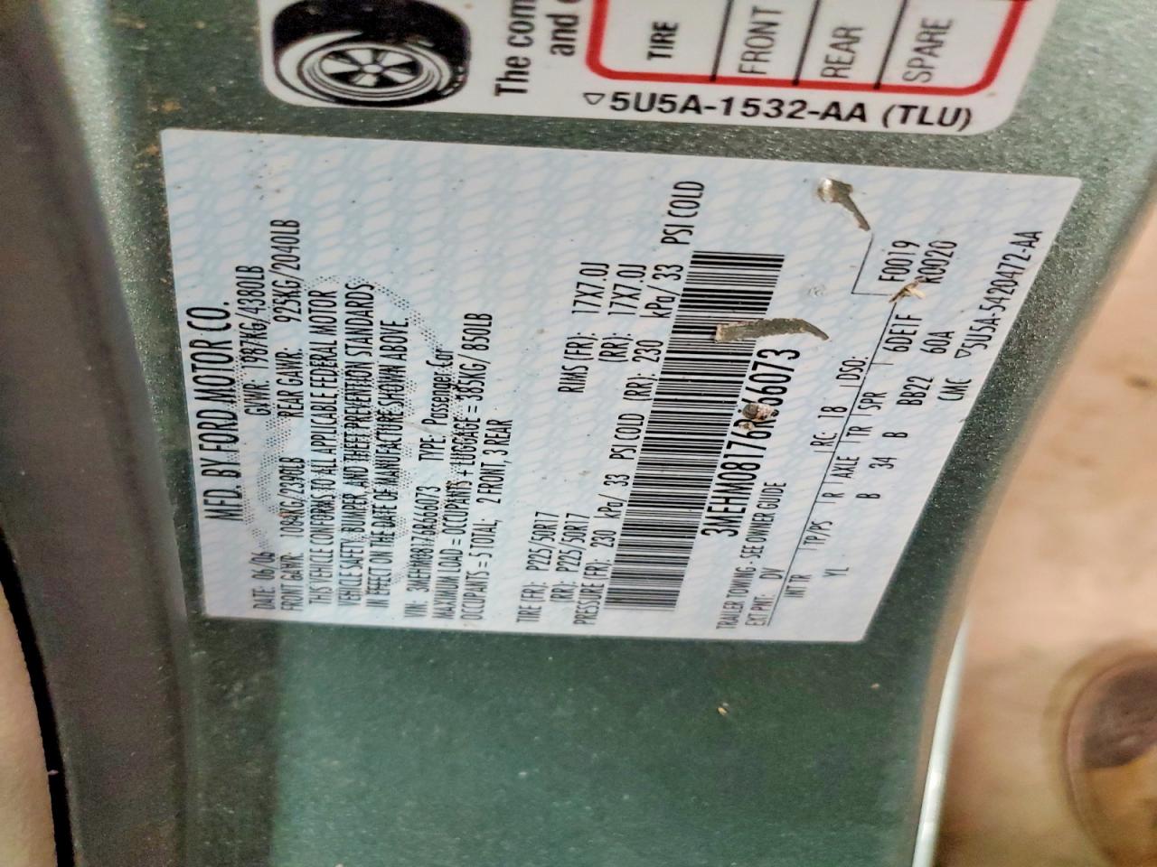 2006 Mercury Milan Premier Gray vin: 3MEHM08176R666073