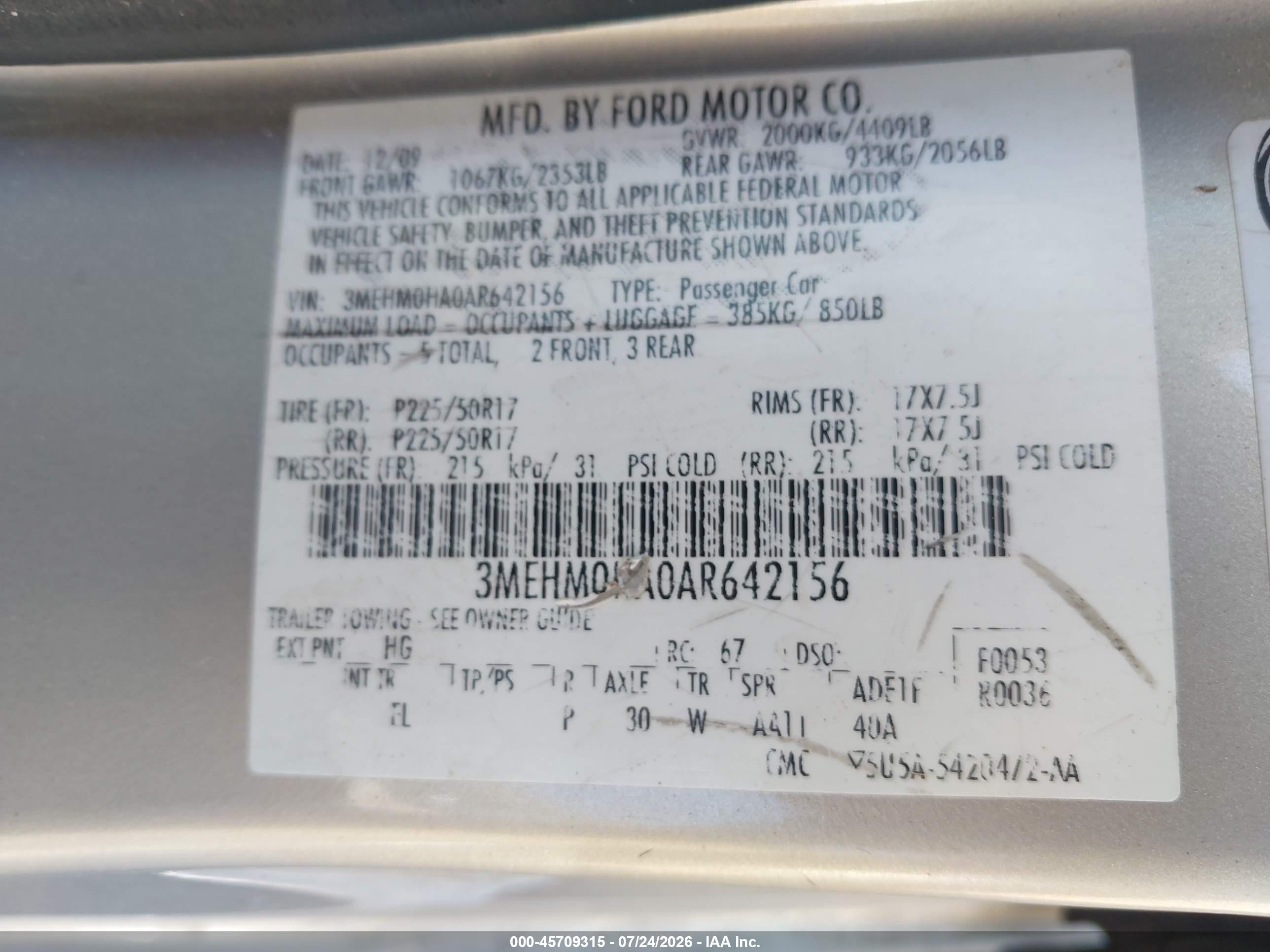2010 Mercury Milan   Beige vin: 3MEHM0HA0AR642156