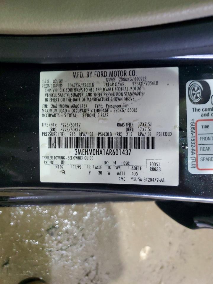 2010 Mercury Milan Charcoal vin: 3MEHM0HA1AR601437