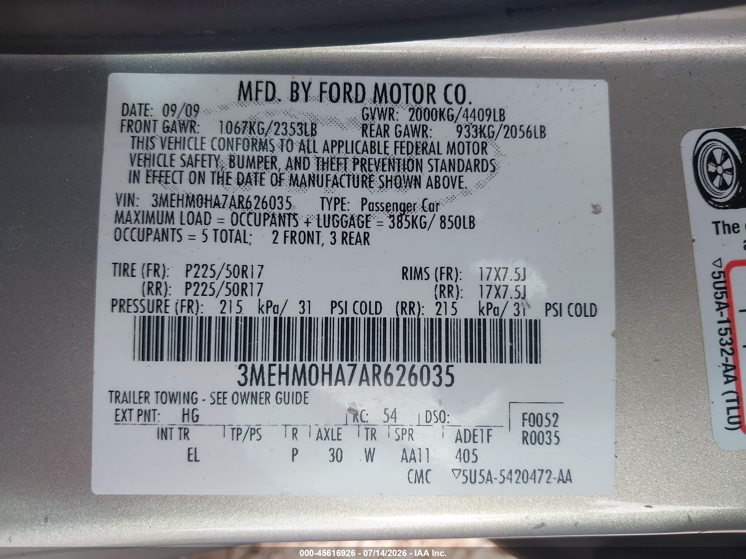2010 Mercury Milan   Silver vin: 3MEHM0HA7AR626035