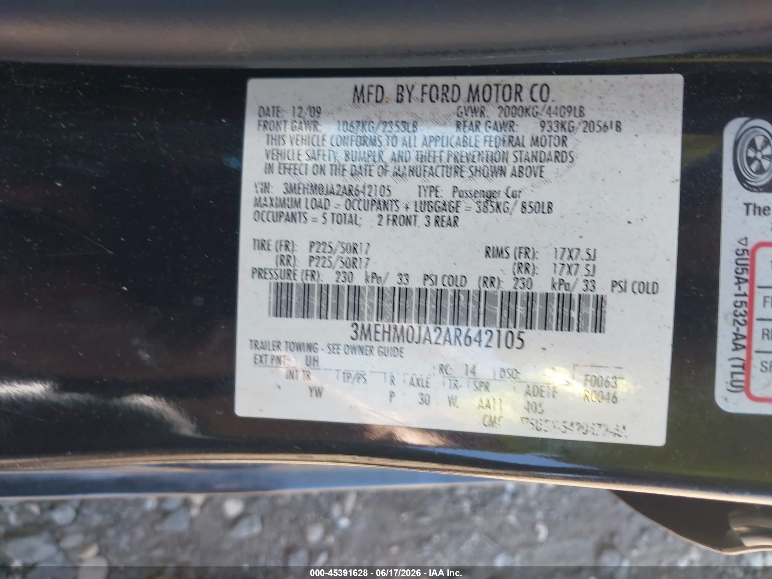 2010 Mercury Milan Premier Dark Blue vin: 3MEHM0JA2AR642105