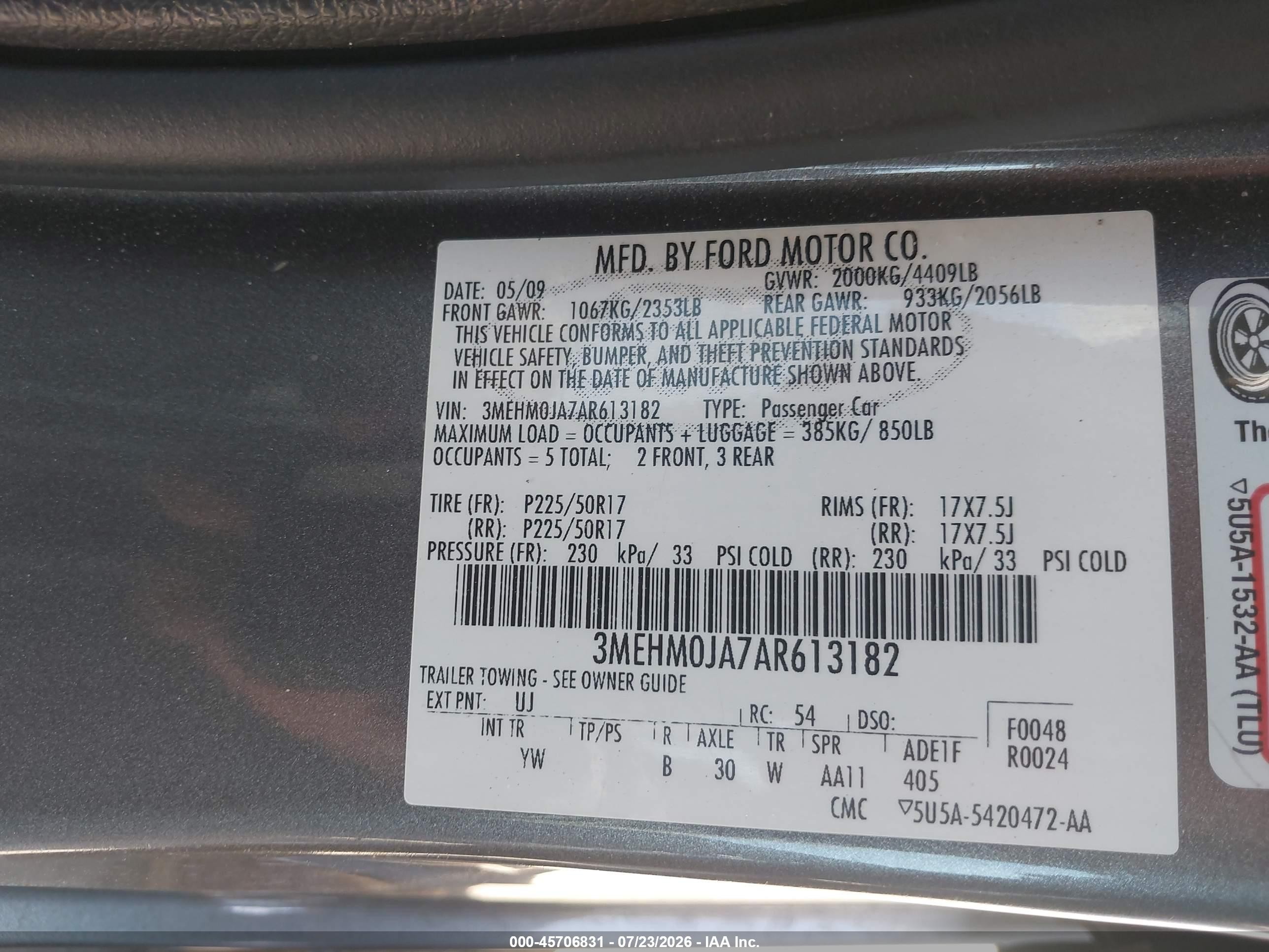 2010 Mercury Milan Premier Gray vin: 3MEHM0JA7AR613182