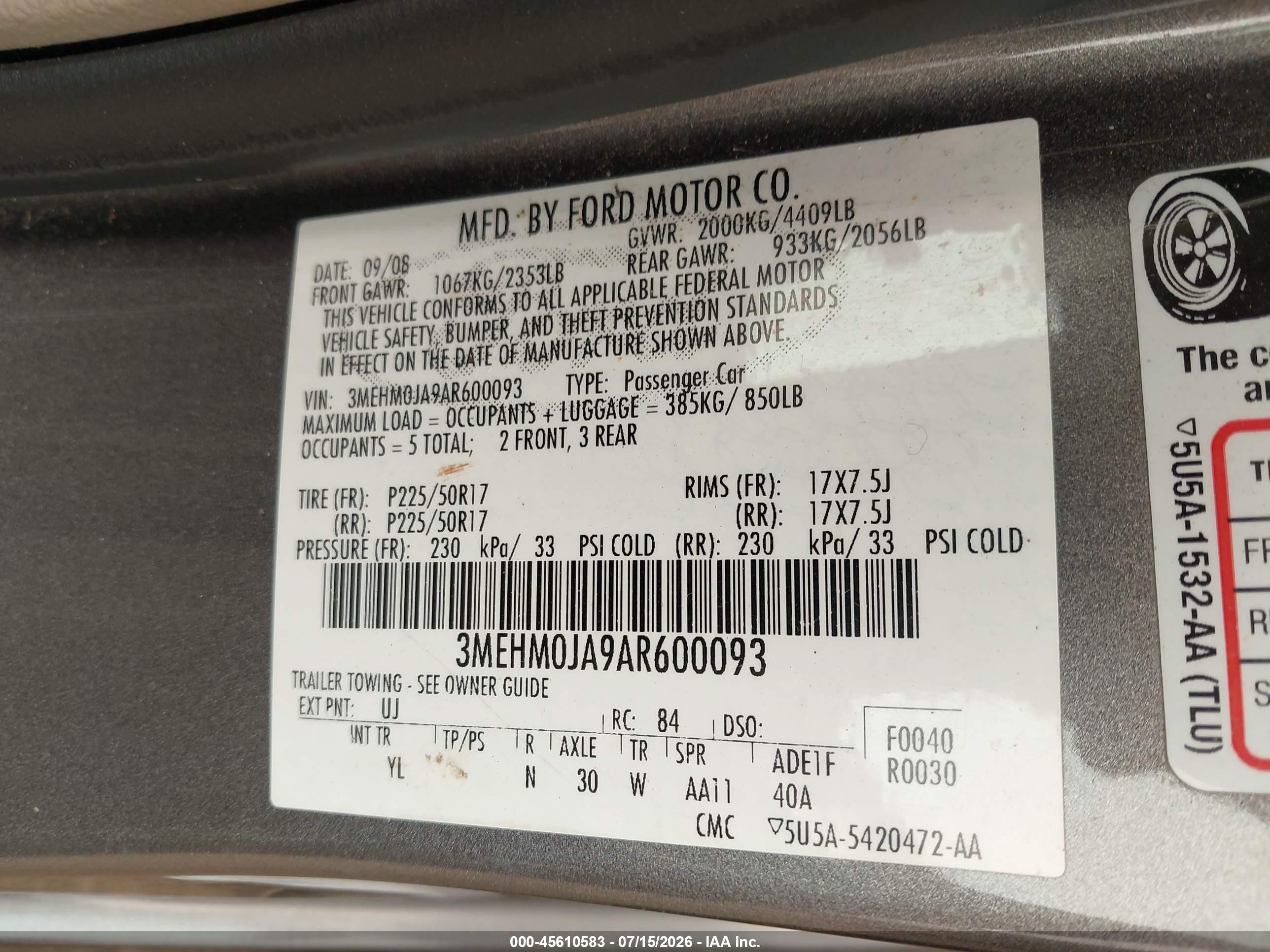 2010 Mercury Milan Premier Gray vin: 3MEHM0JA9AR600093