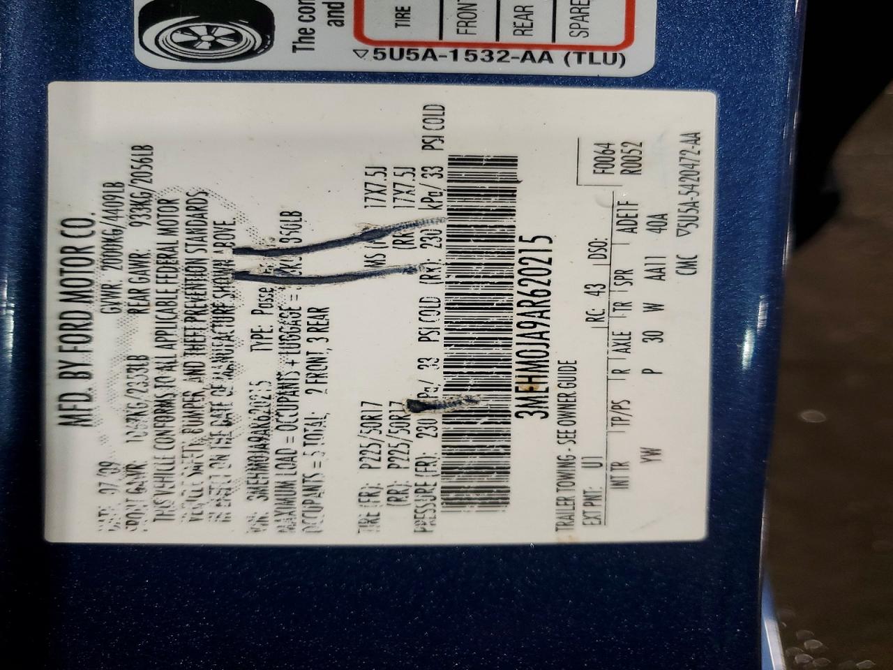 2010 Mercury Milan Premier Blue vin: 3MEHM0JA9AR620215