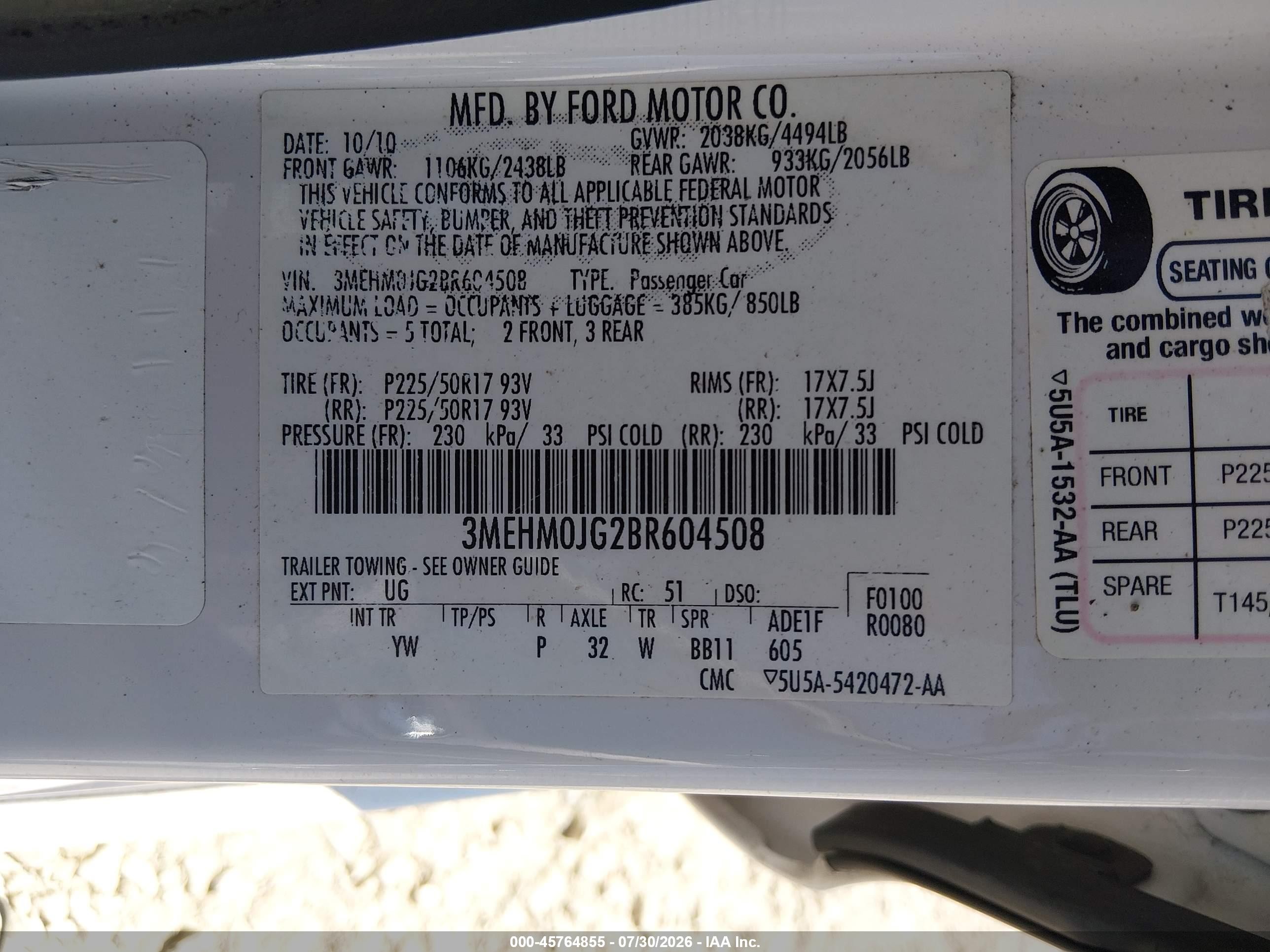 2011 Mercury Milan Premier White vin: 3MEHM0JG2BR604508