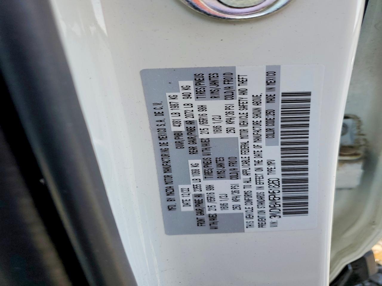 2023 Mazda Cx-30 White vin: 3MVDMBAM5PM518260
