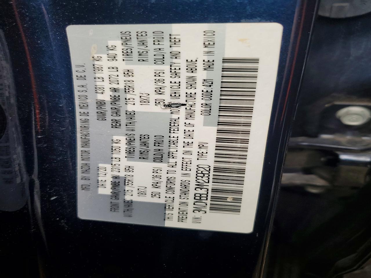2021 Mazda Cx-30 Blue vin: 3MVDMBBL3MM239620