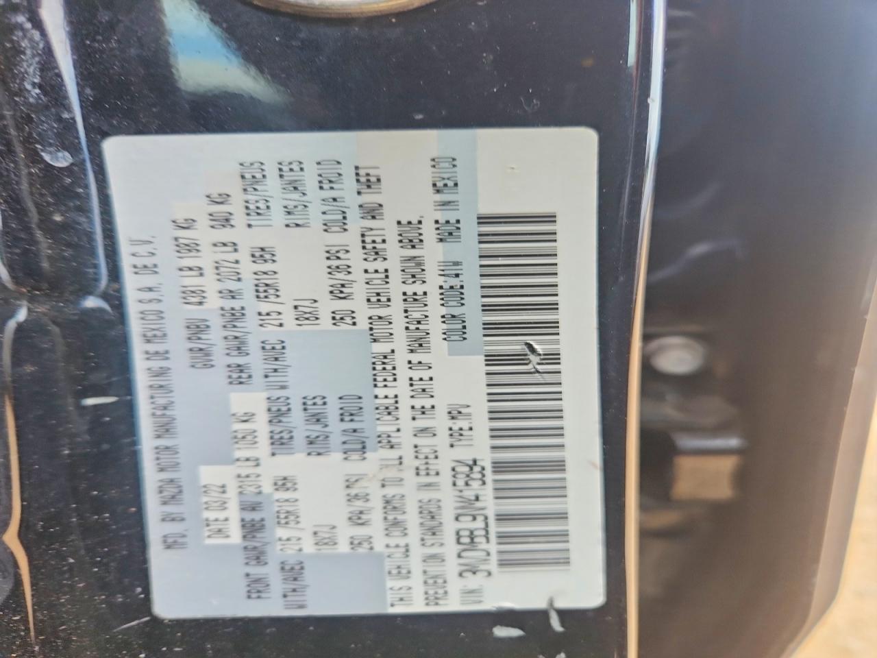 2022 Mazda Cx-30 Select Black vin: 3MVDMBBL9NM415894
