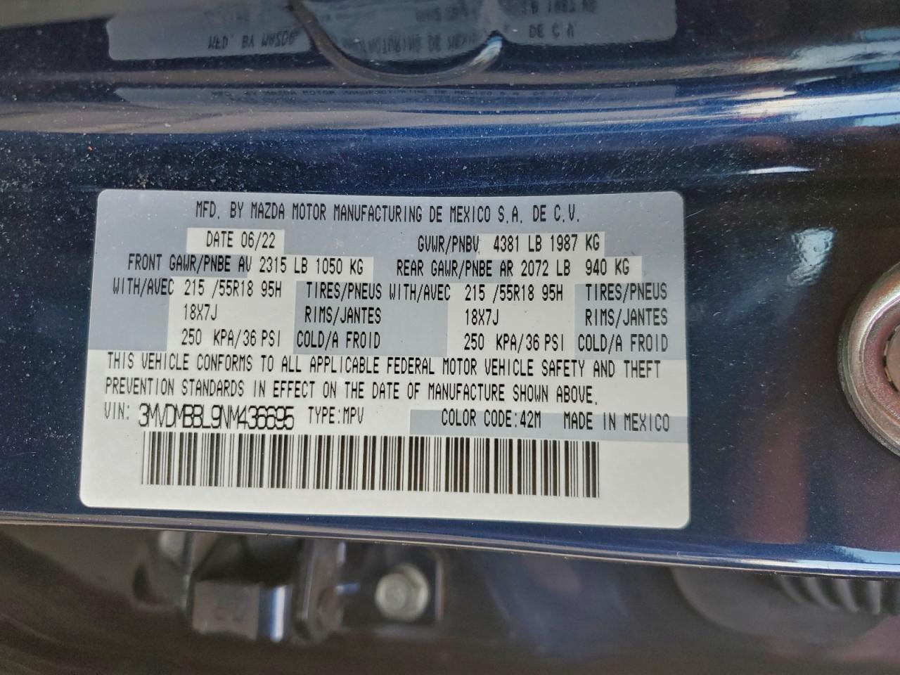 2022 Mazda Cx-30 Select Blue vin: 3MVDMBBL9NM436695