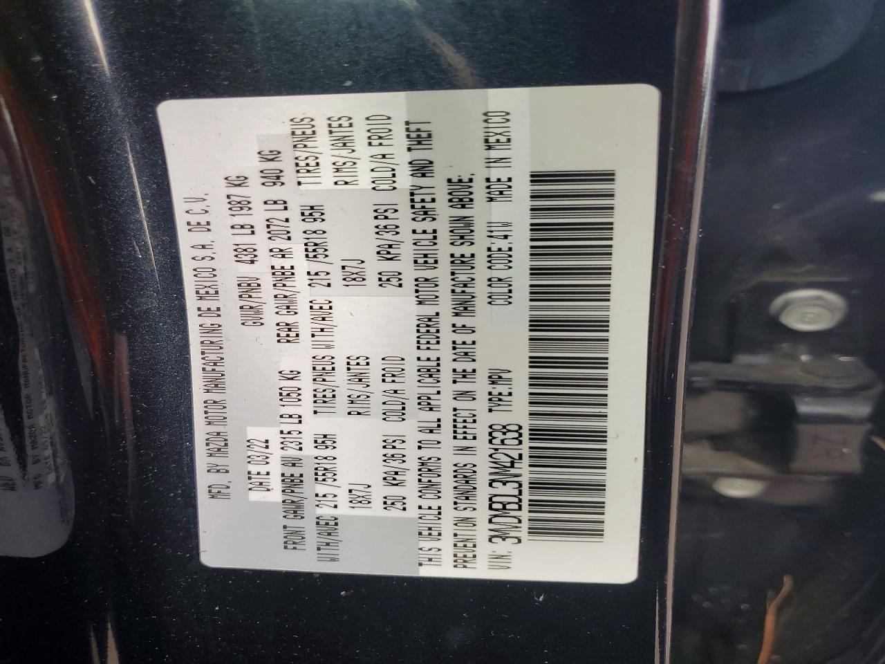 2022 Mazda Cx-30 Premium Charcoal vin: 3MVDMBDL3NM421638
