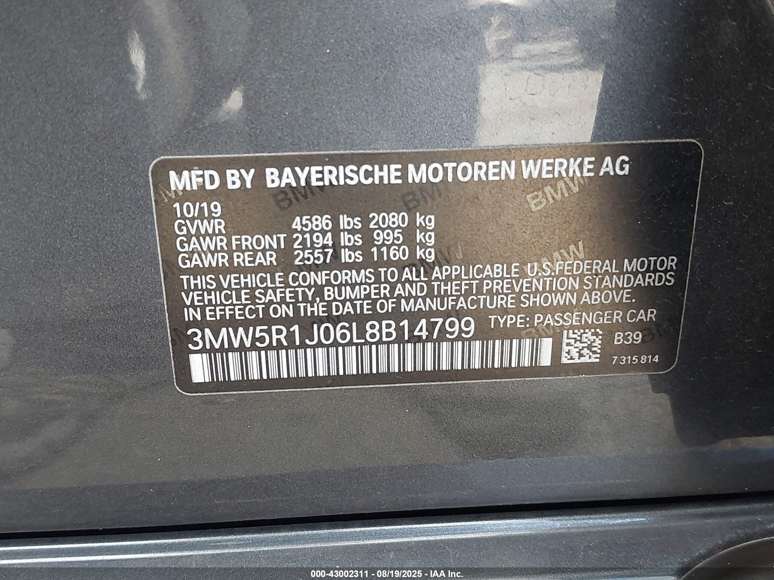 2020 Bmw 330i   Gray vin: 3MW5R1J06L8B14799