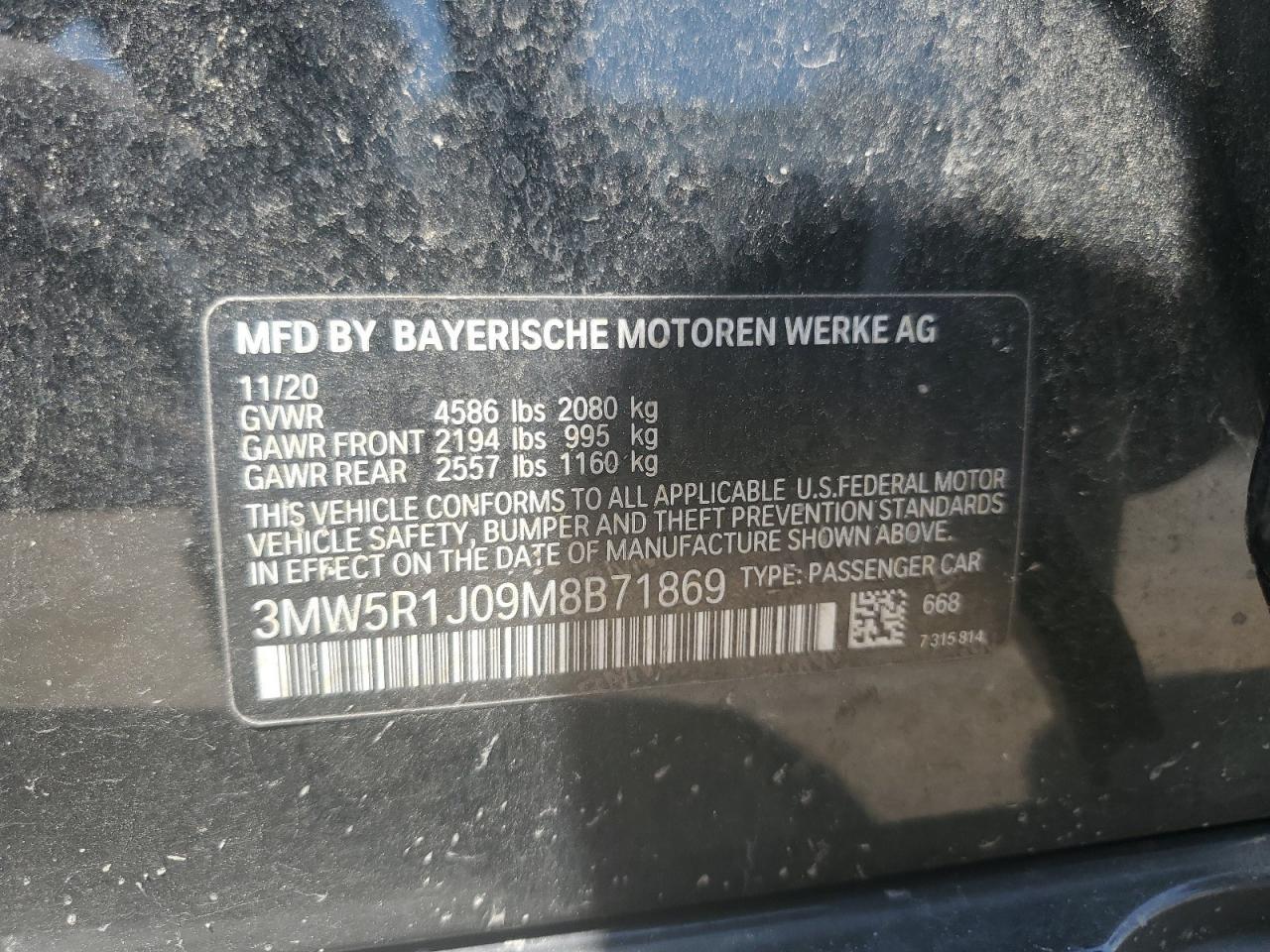 2021 Bmw 330i    Черный vin: 3MW5R1J09M8B71869