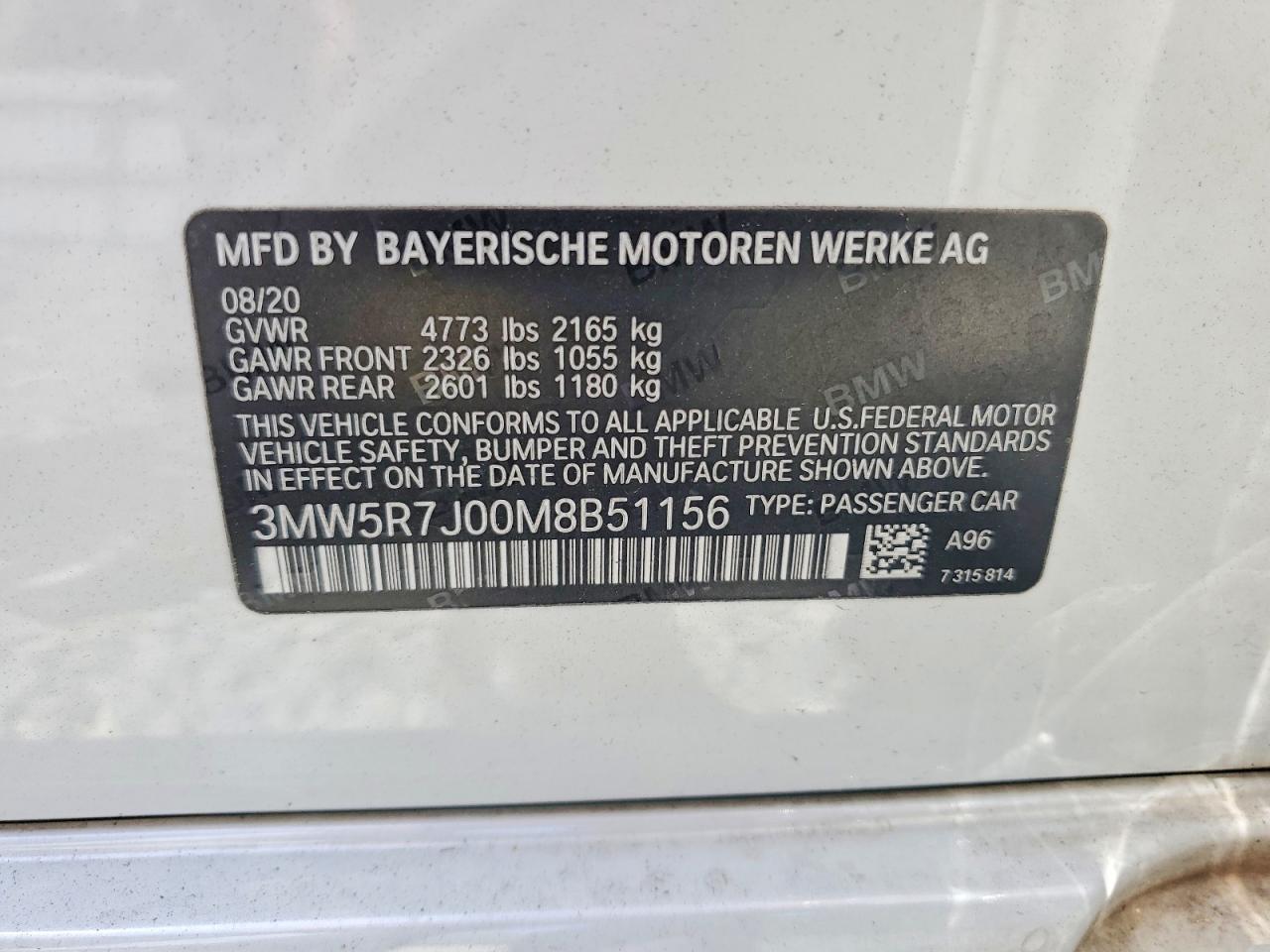 2021 Bmw 330xi White vin: 3MW5R7J00M8B51156