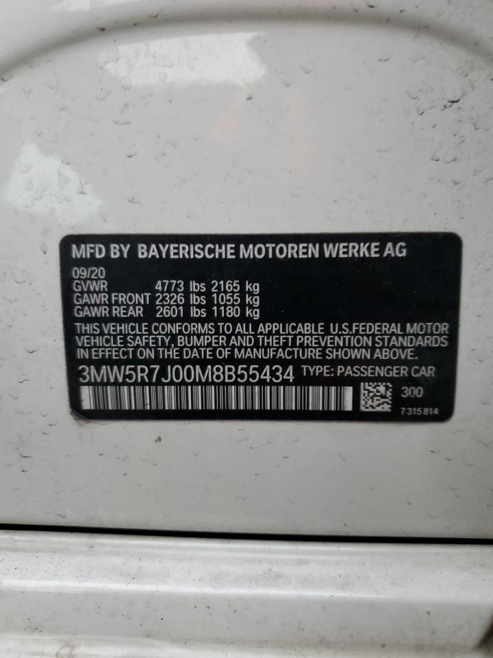 2021 Bmw 330xi    Белый vin: 3MW5R7J00M8B55434