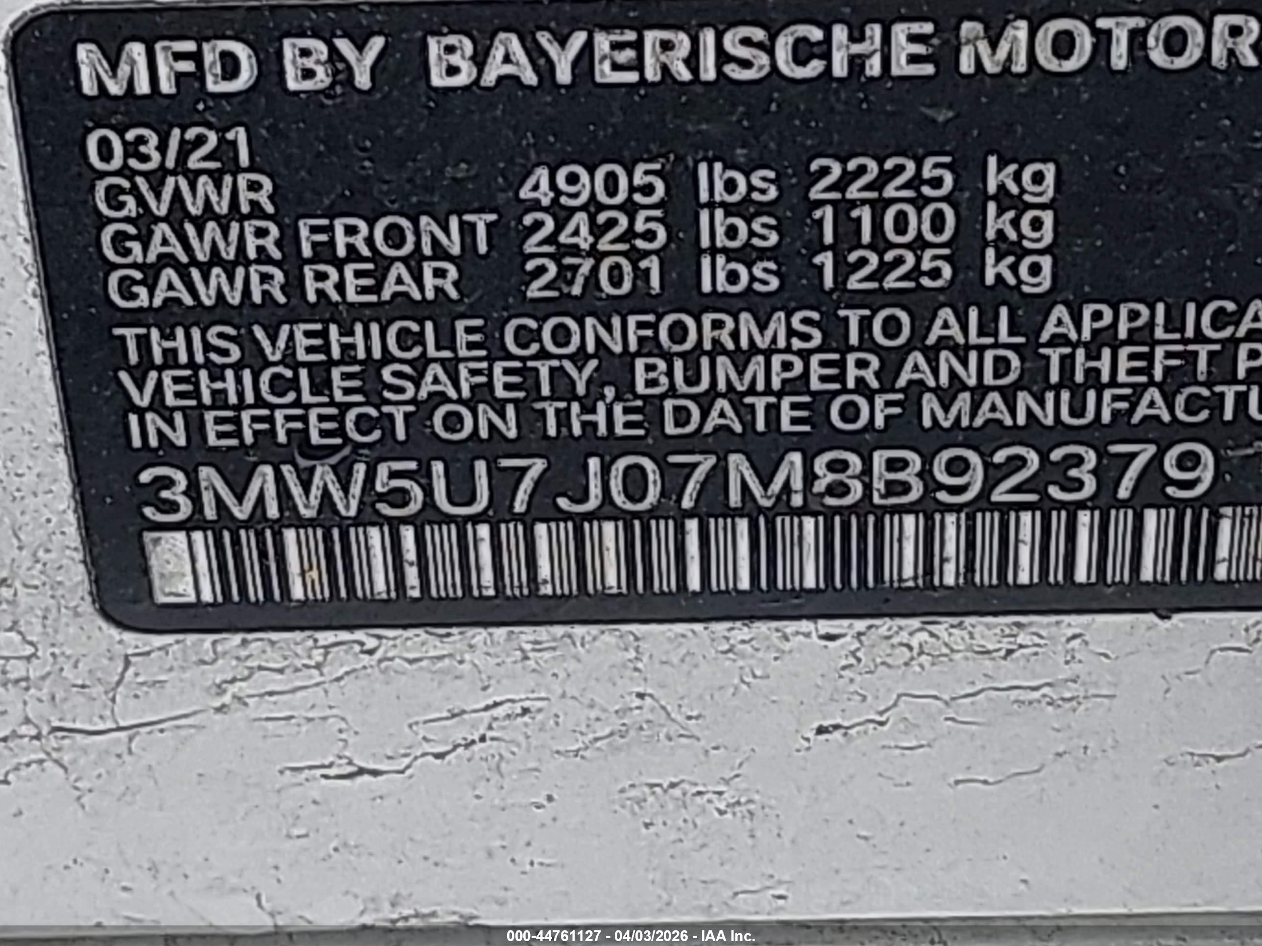 2021 Bmw M340i   White vin: 3MW5U7J07M8B92379