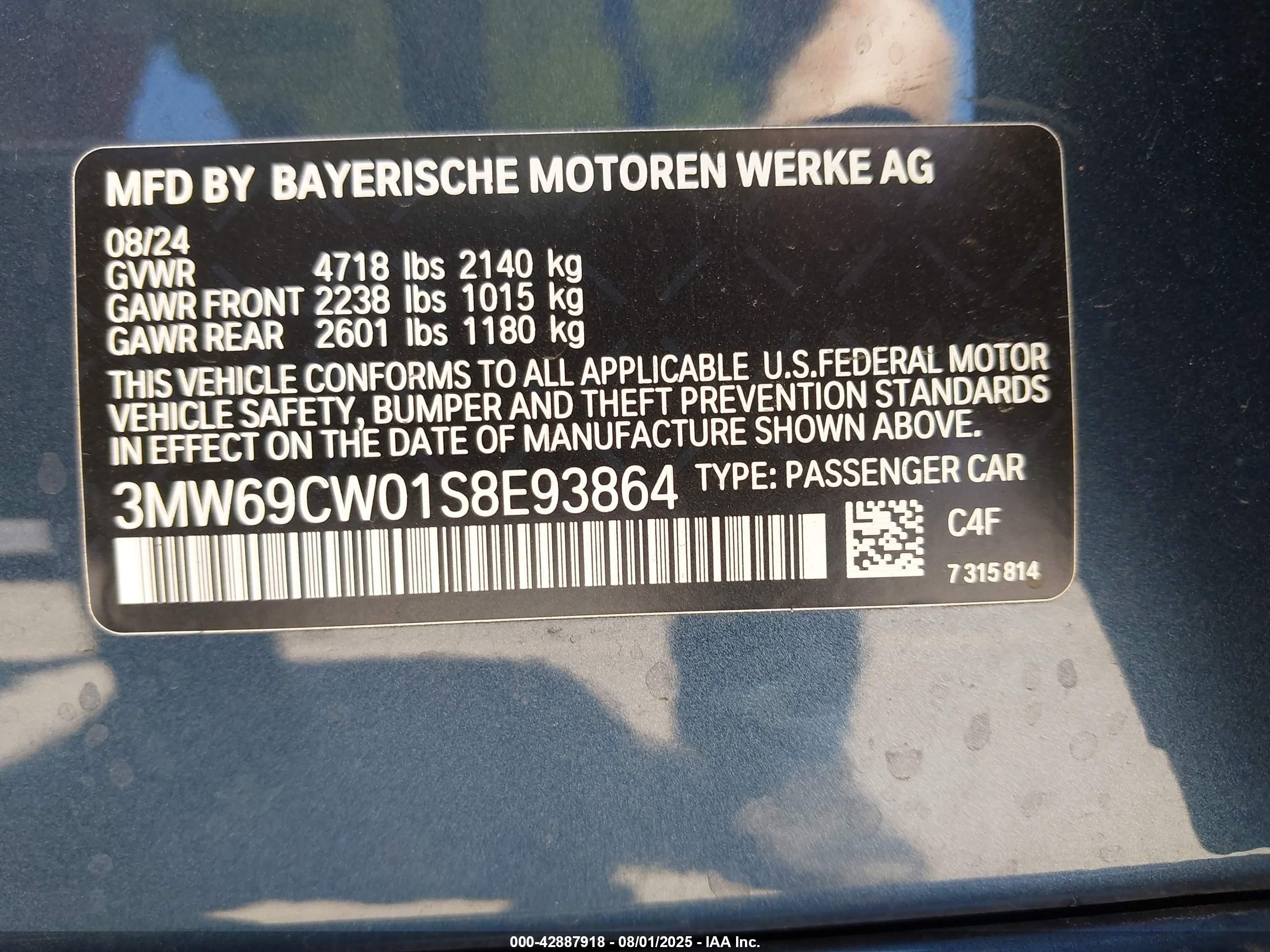 2025 Bmw 3 Series 330i Blue vin: 3MW69CW01S8E93864