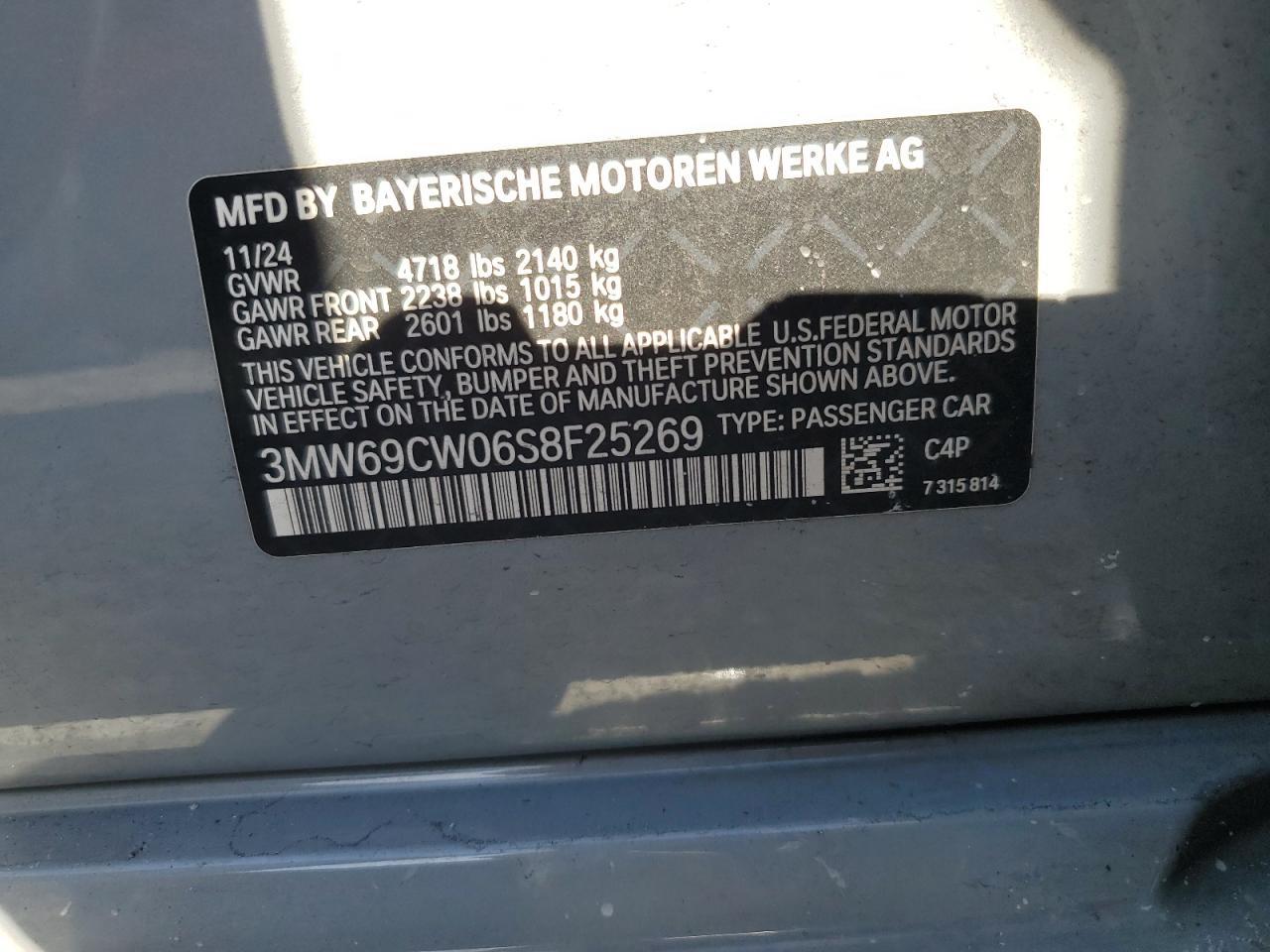 2025 Bmw 330i    Серый vin: 3MW69CW06S8F25269