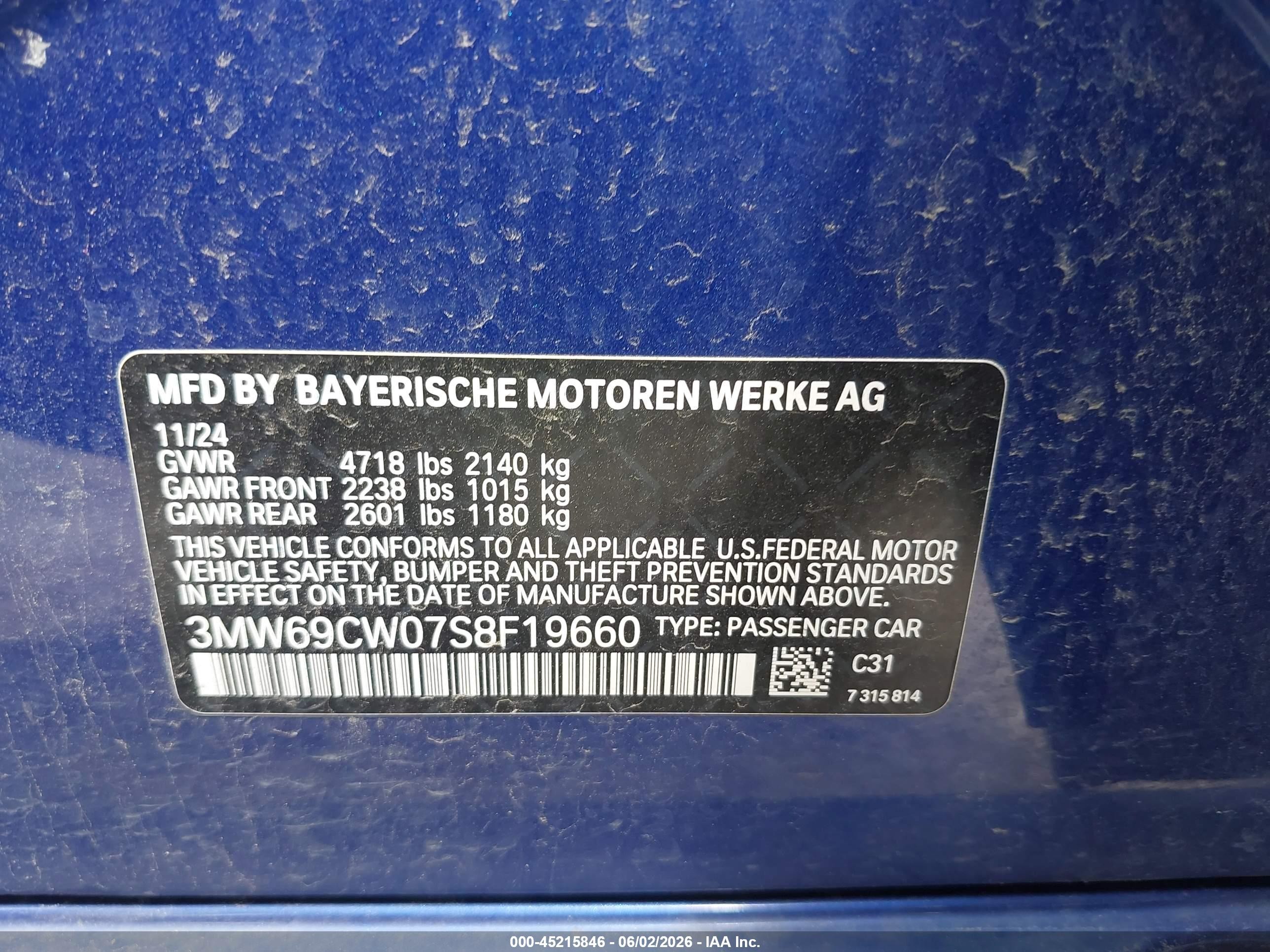 2025 Bmw 330i Blue vin: 3MW69CW07S8F19660
