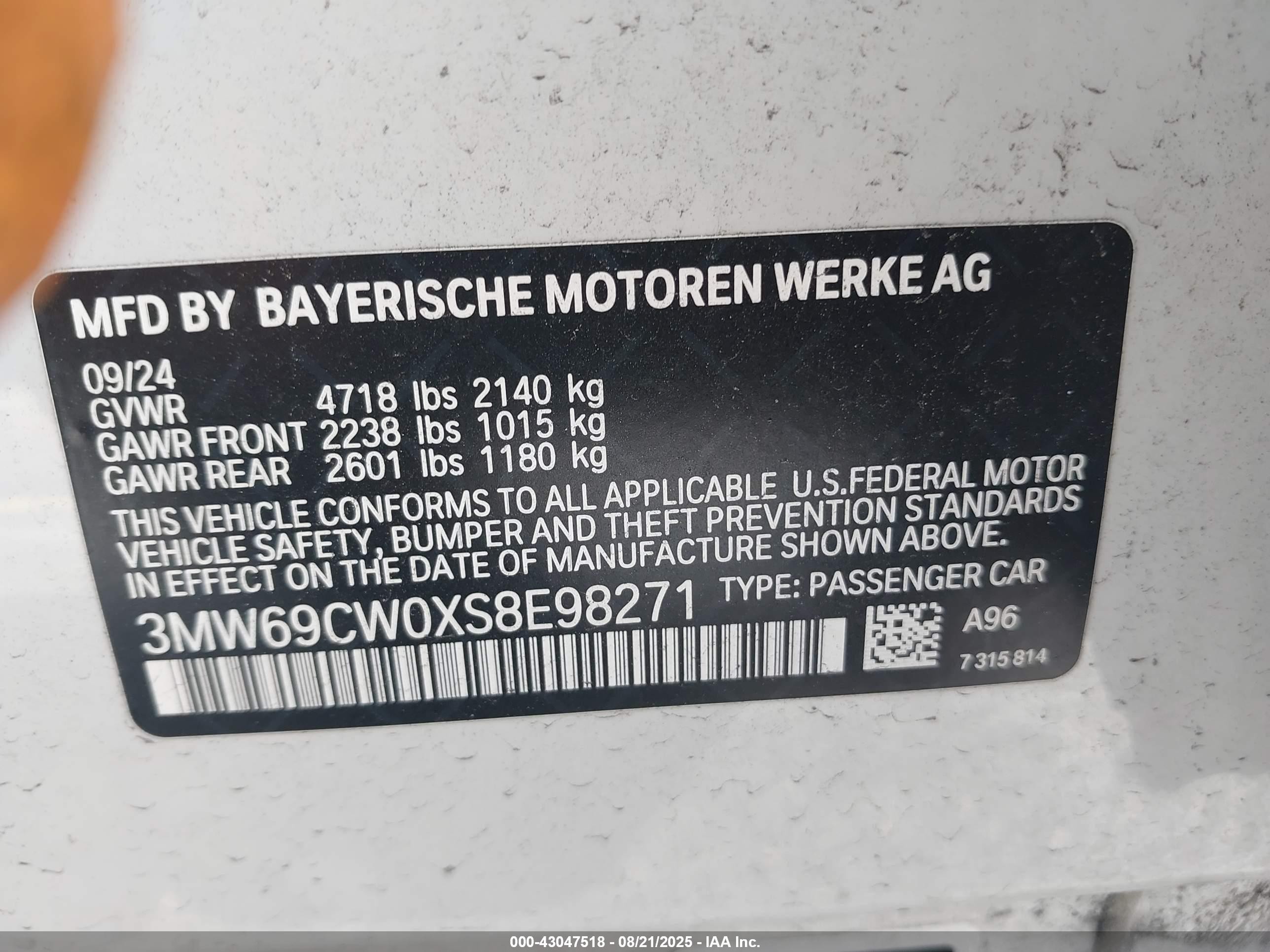 2025 Bmw 3 Series 330i White vin: 3MW69CW0XS8E98271