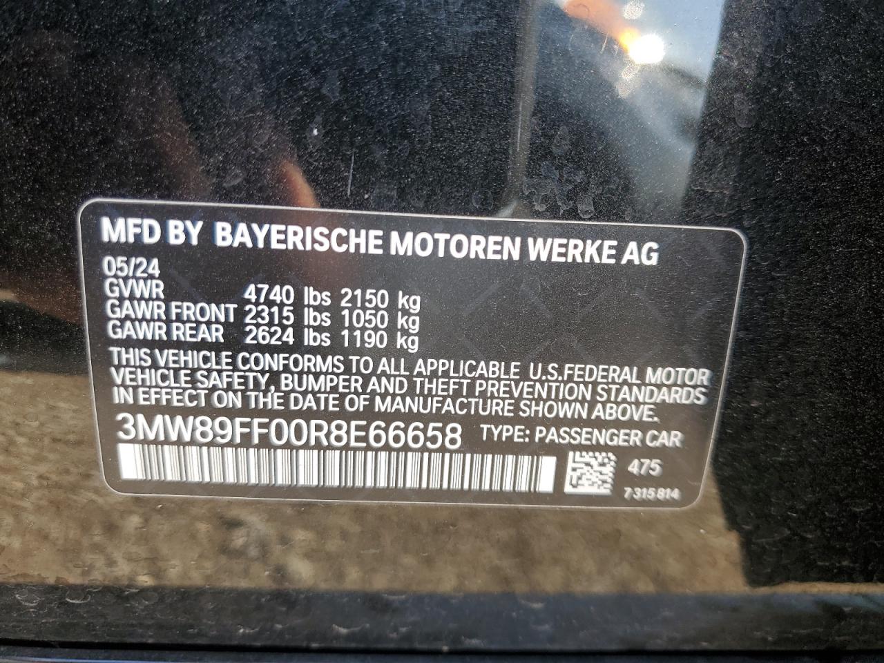 2024 Bmw 330xi Black vin: 3MW89FF00R8E66658