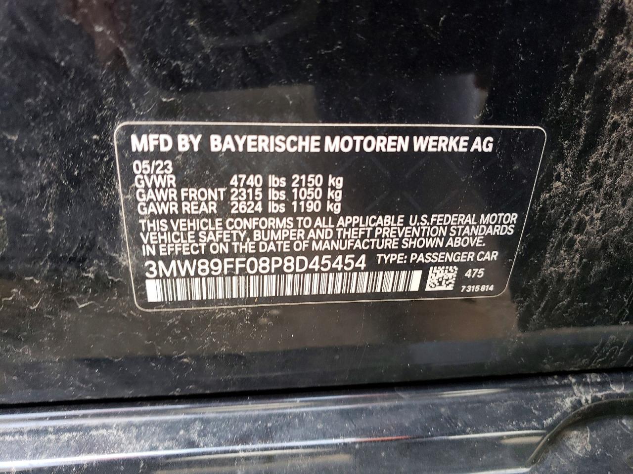 2023 Bmw 330xi Black vin: 3MW89FF08P8D45454