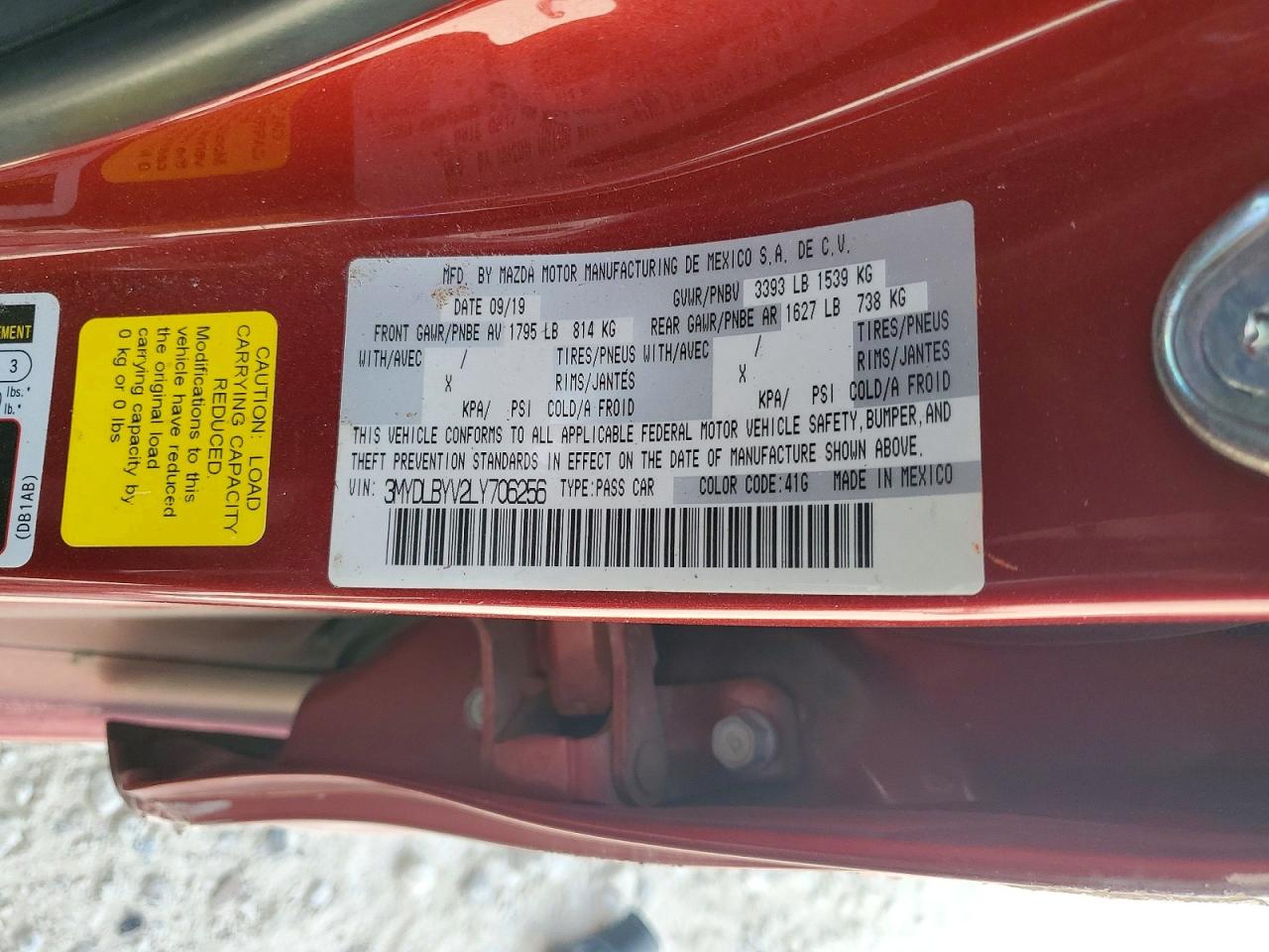 2020 Toyota Yaris Le Red vin: 3MYDLBYV2LY706256