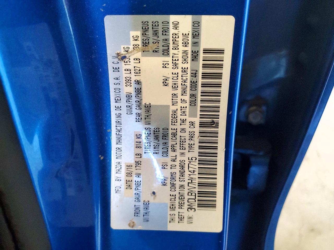2017 Toyota Yaris Ia Base Blue vin: 3MYDLBYV7HY147715